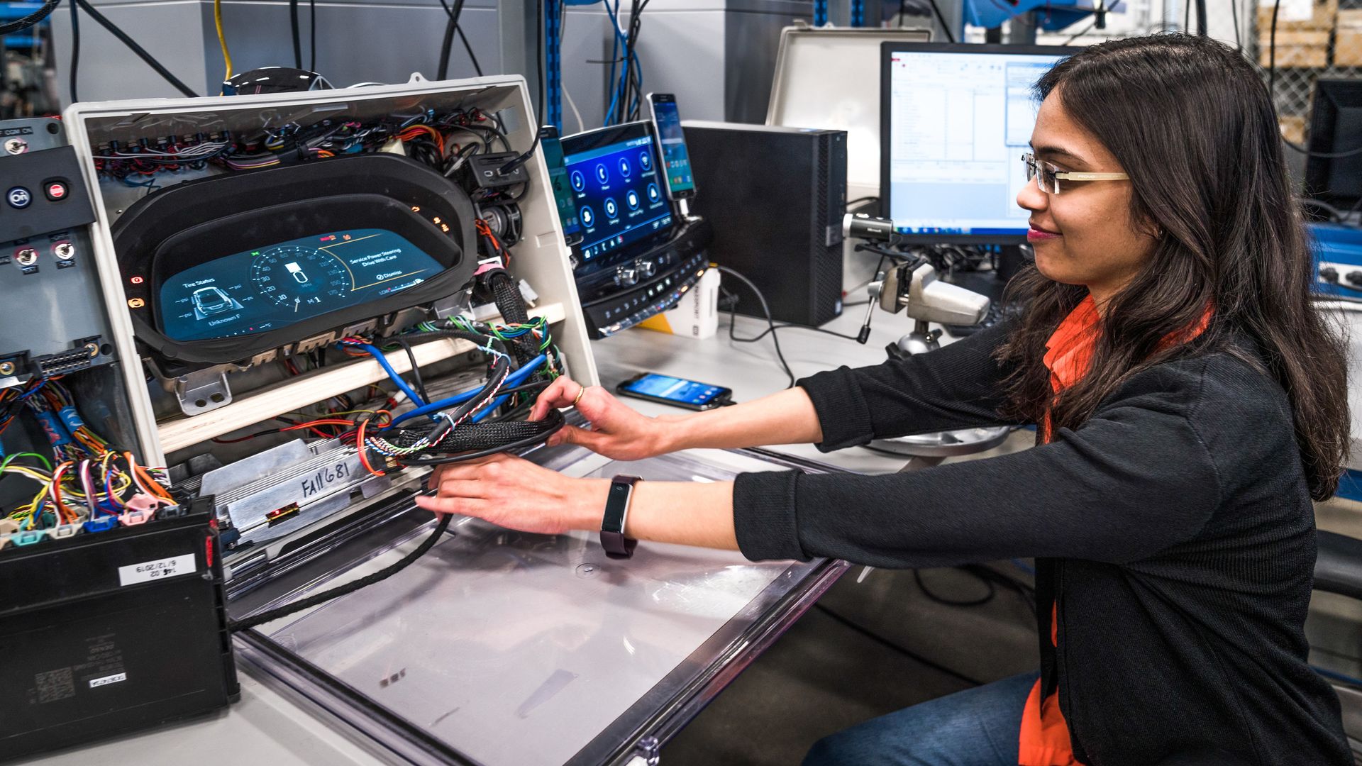 A female GM test engineer working 