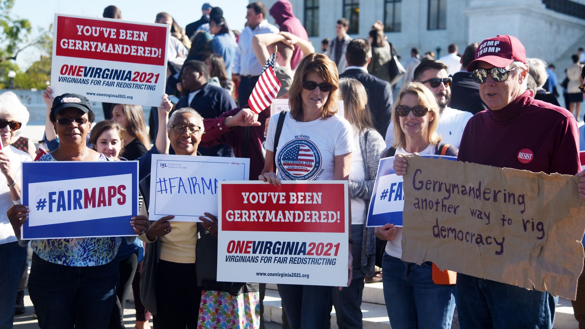 Demonstrators at a rally speaking out against gerrymandering  Photo: Olivier Douliery/Getty Images