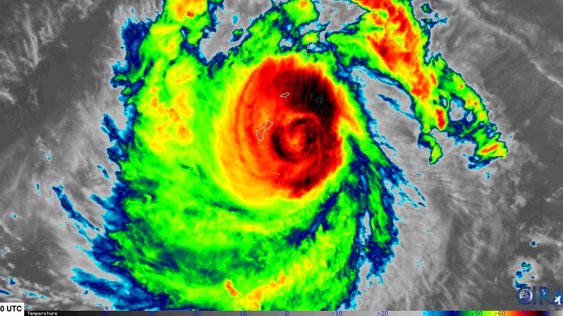 Typhoon Mawar nearing landfall in Guam on Wednesday morning local time.
