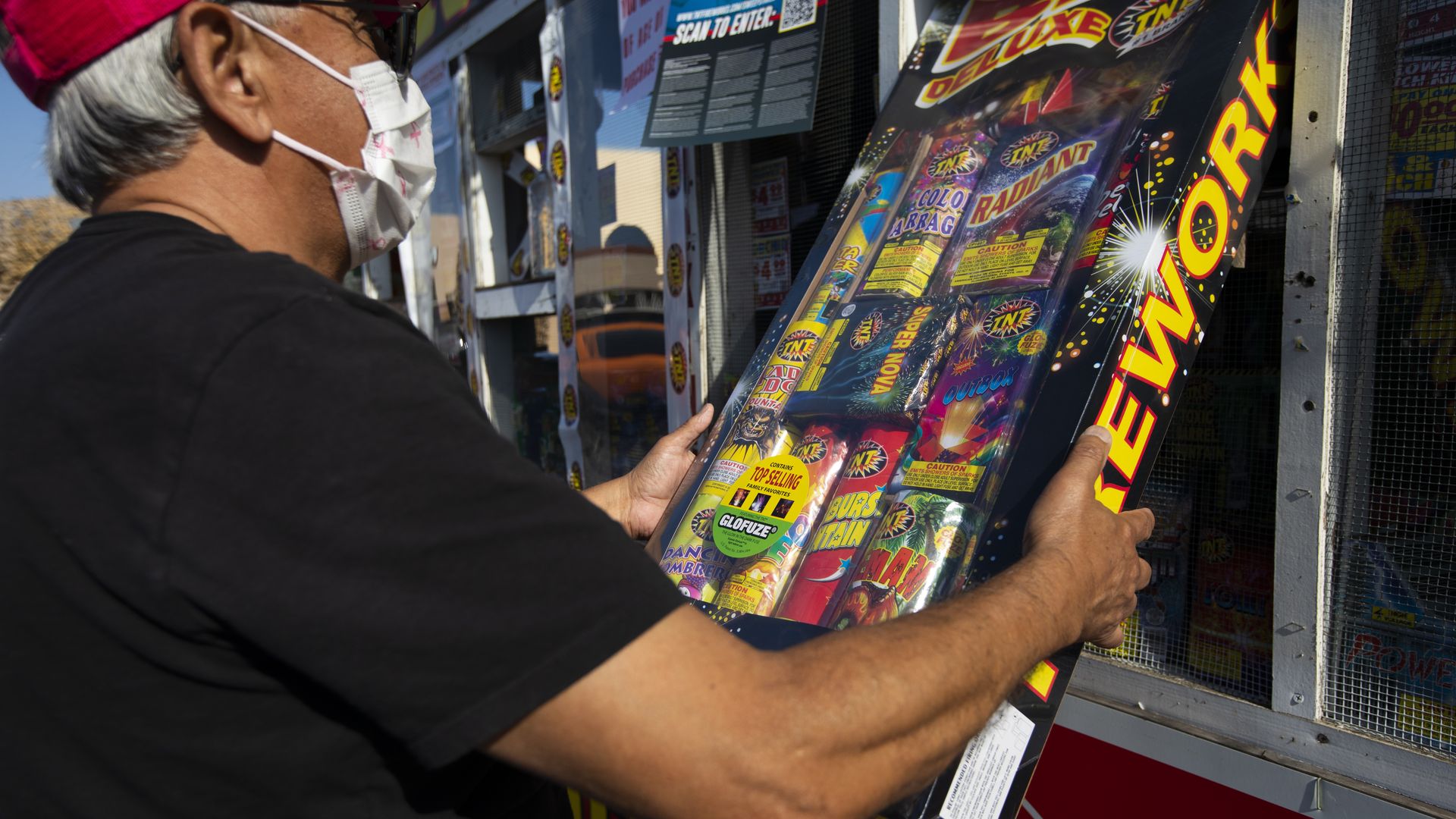 uan Carlos purchases fireworks five days prior to the 4th of July at a fireworks stand 