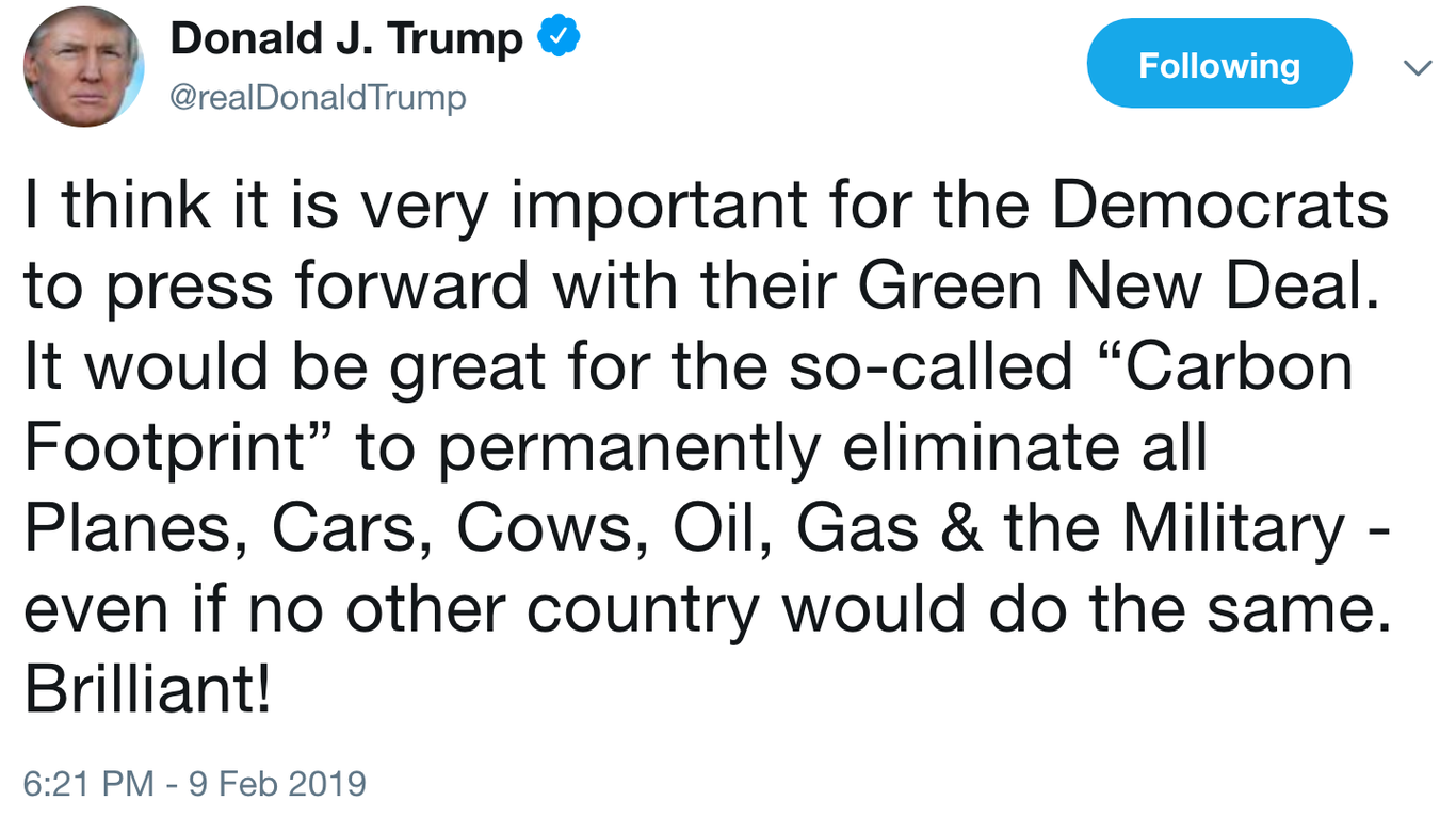 Trump mocks Democrats' Green New Deal