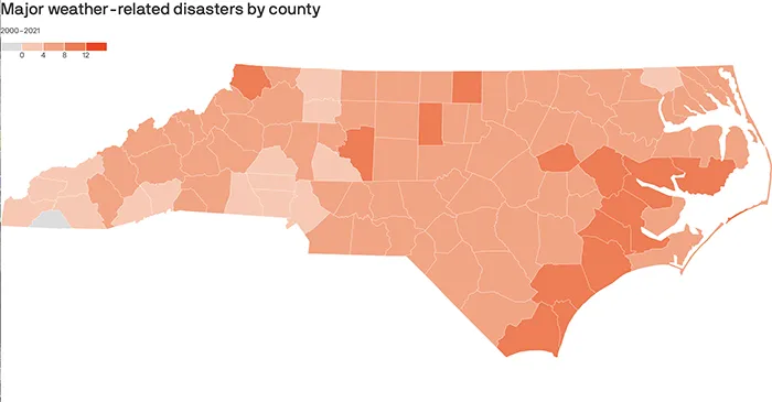 NC Severe weather map