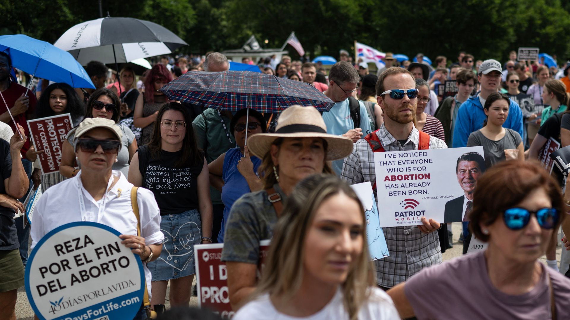 People demonstrating in support of outlawing abortion in Washington, D.C., in June.