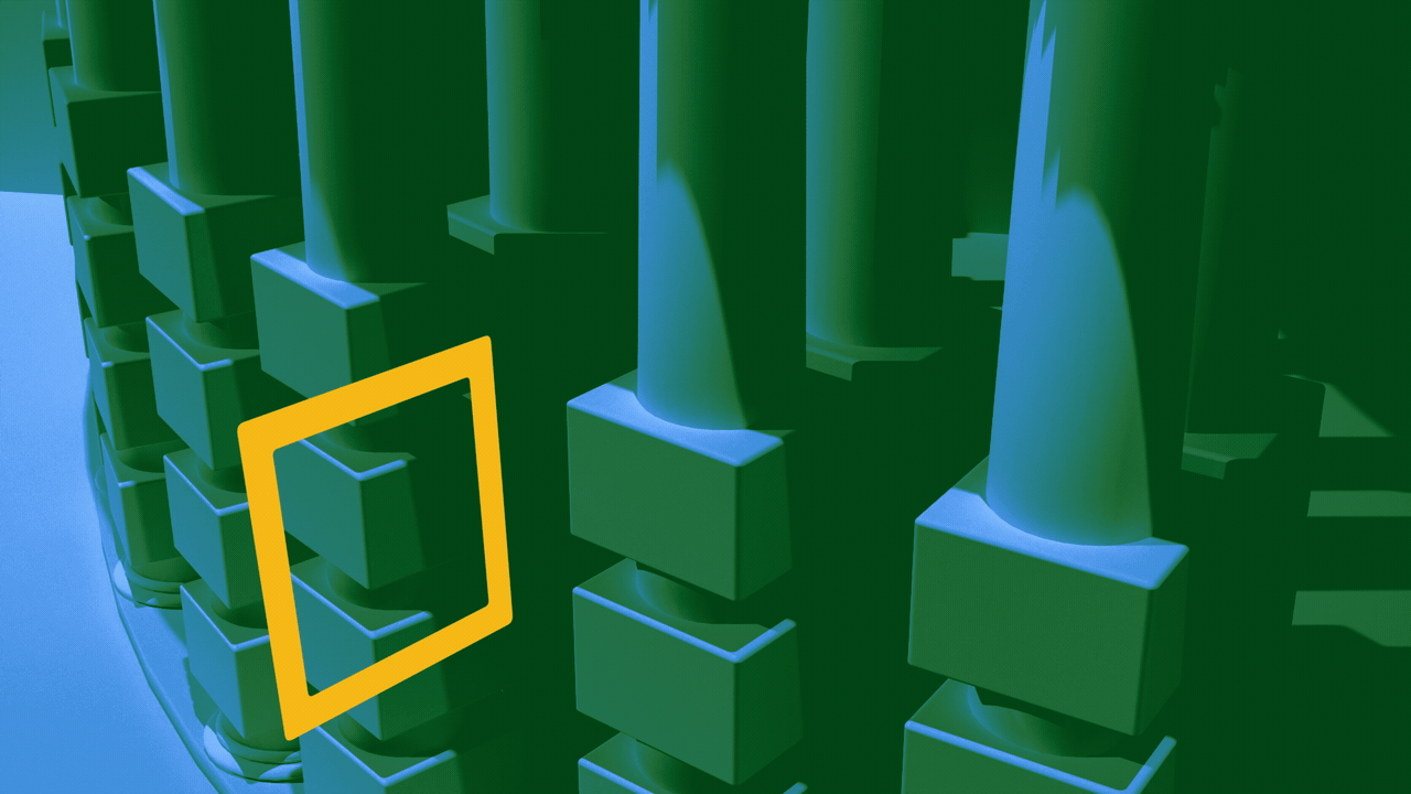 Animated illustration of the columns of Portland City Hall, with a checkmark drawing over a check box in front of them.