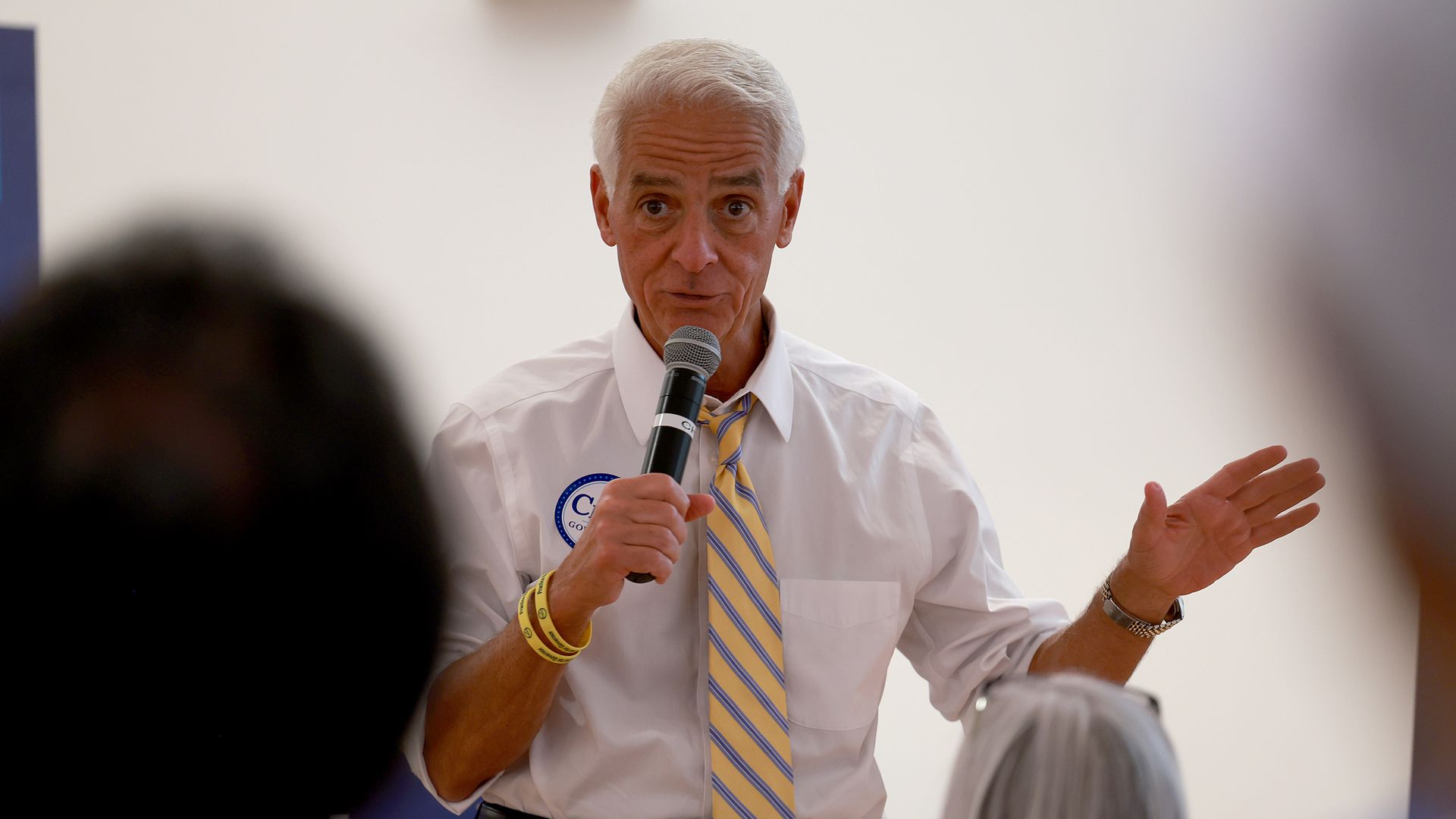 Democratic gubernatorial candidate Rep. Charlie Crist (D-FL) speaks during a campaign event at the Pembroke Pines Jewish Center on August 17, 2022