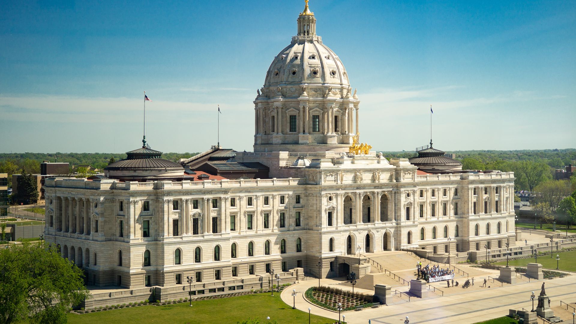 The Minnesota Capitol with a blue sky in the background