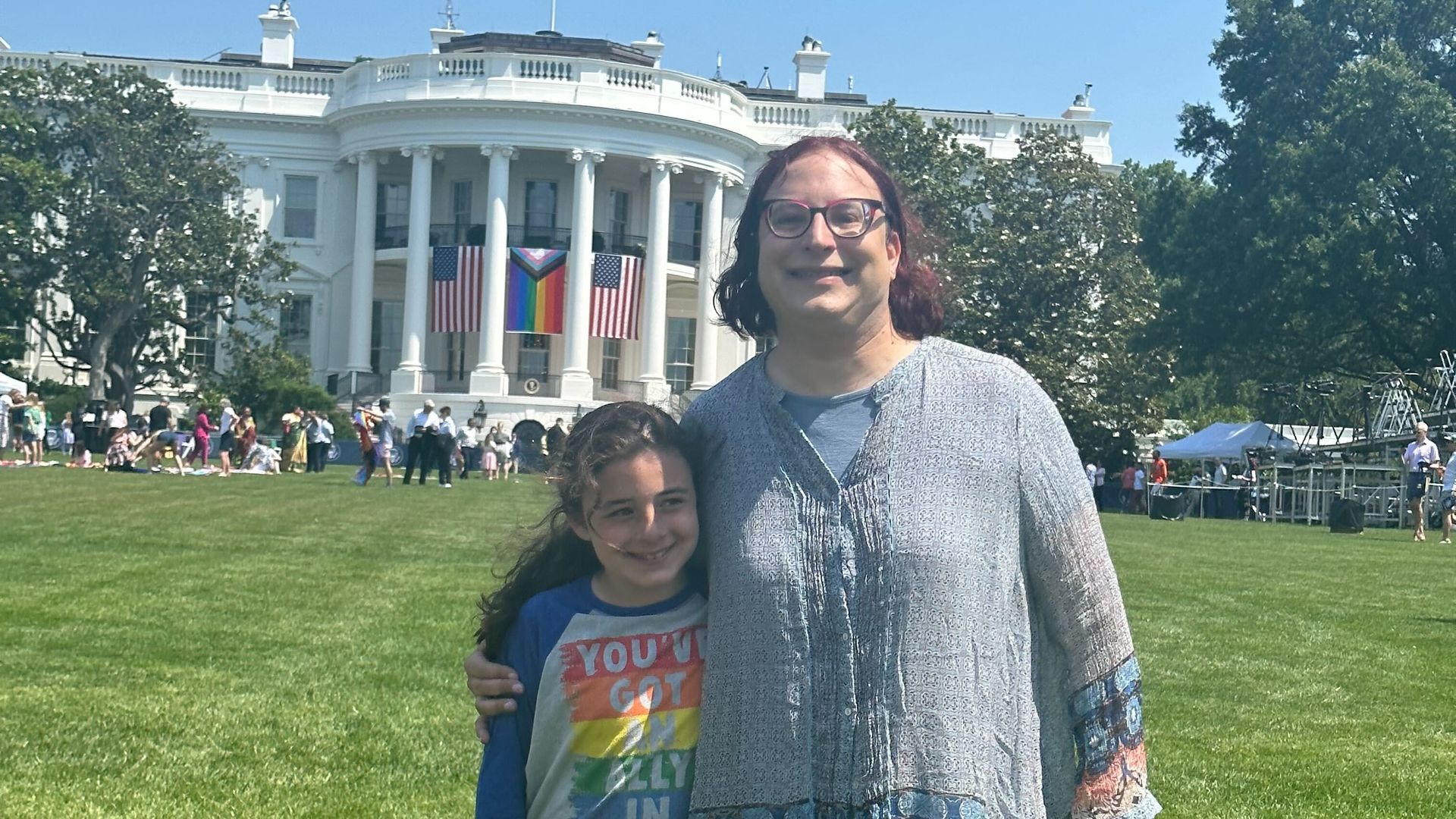 Ina Friend and son Harvey, at the 2023 White House Pride celebration