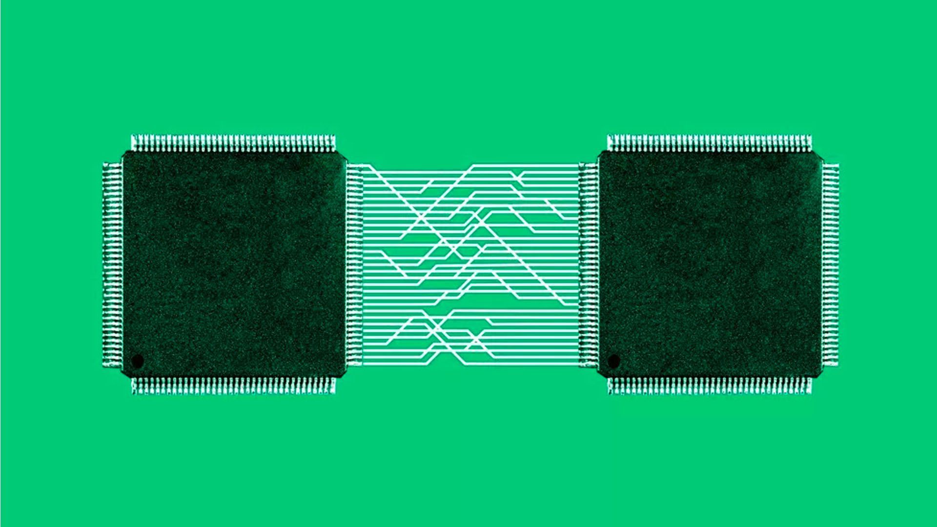 Illustration of two connected microchips