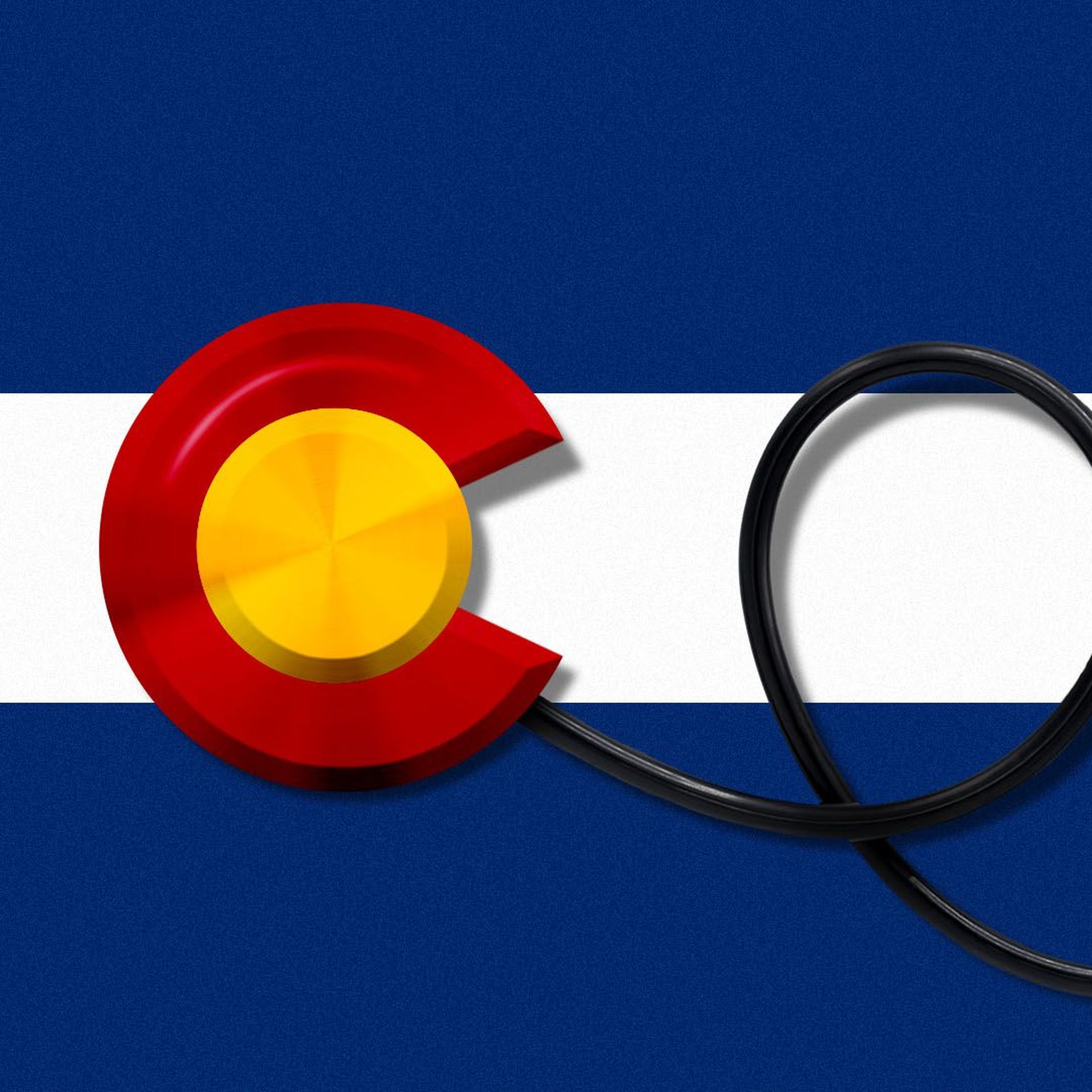 Illustration of a stethoscope in the shape of a Colorado flag
