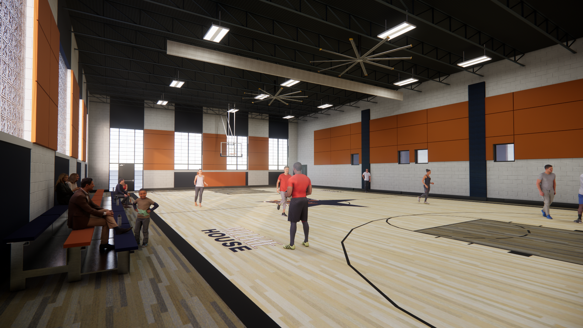 A rendering of the Wilkie House gym.