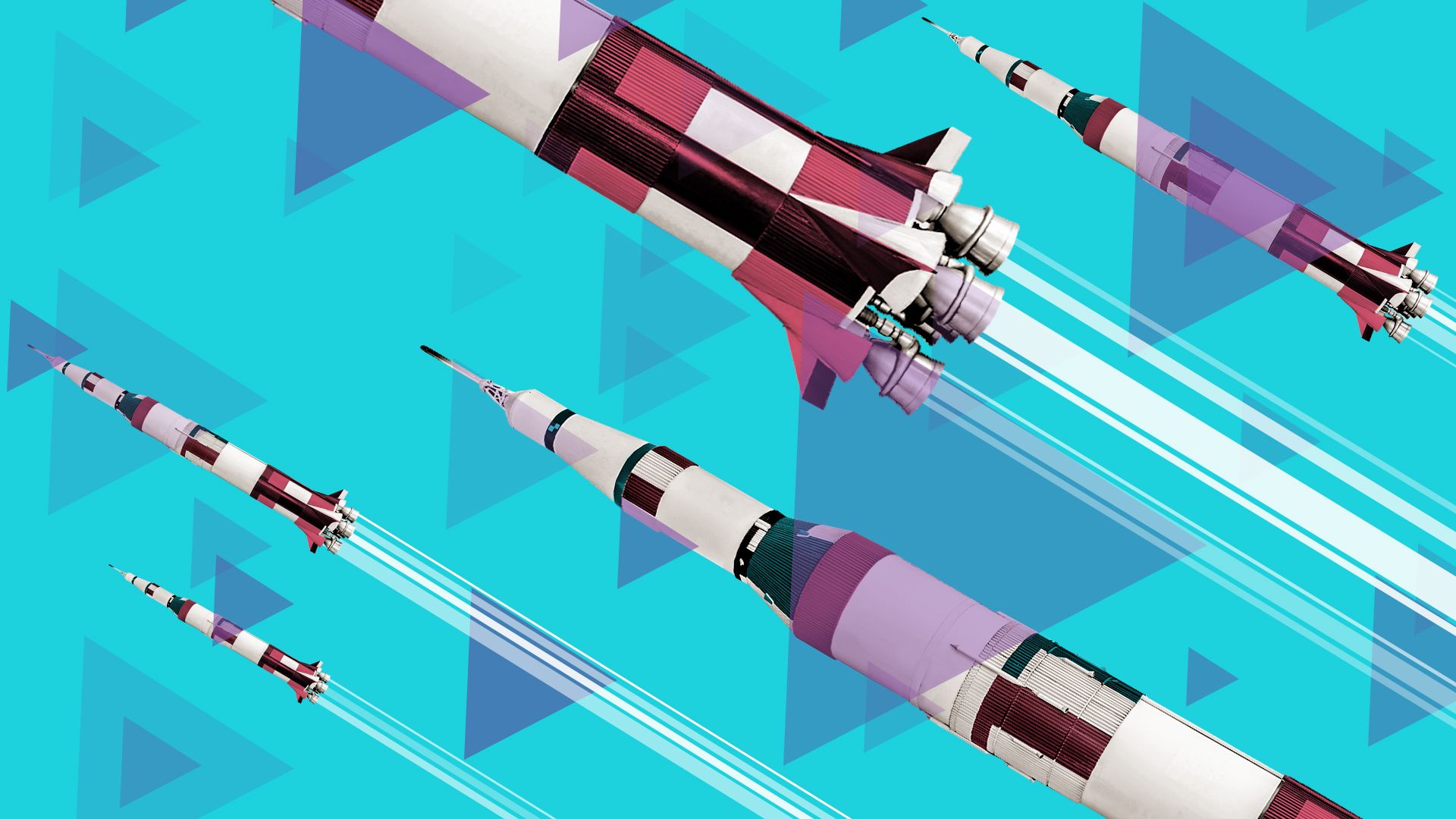Illustration of rockets with triangle pattern