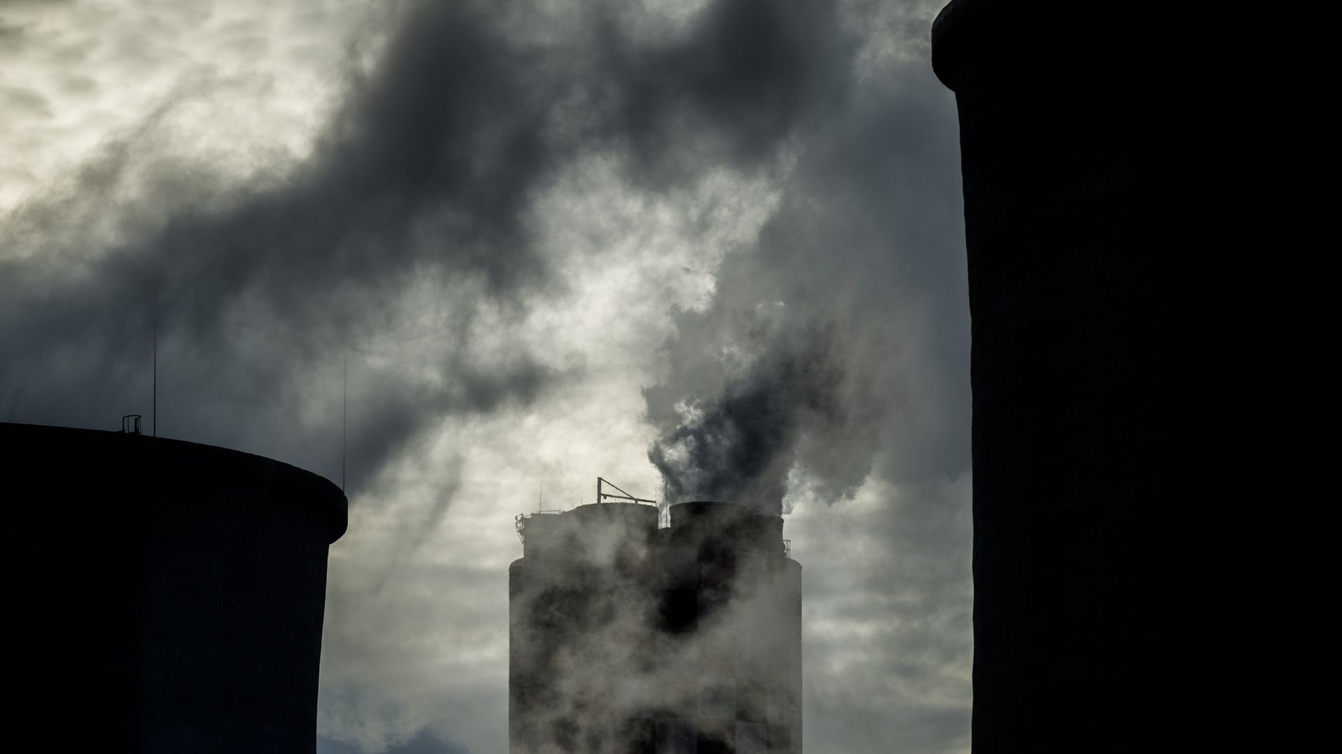 A factory releases CO2 emissions
