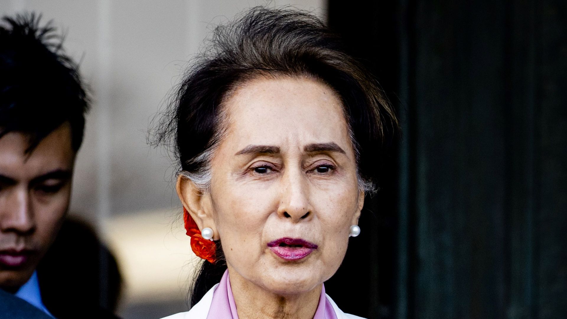 Myanmar's State Counsellor Aung San Suu Kyi leaves the Peace palace in The Hague, on December 12, 2019.