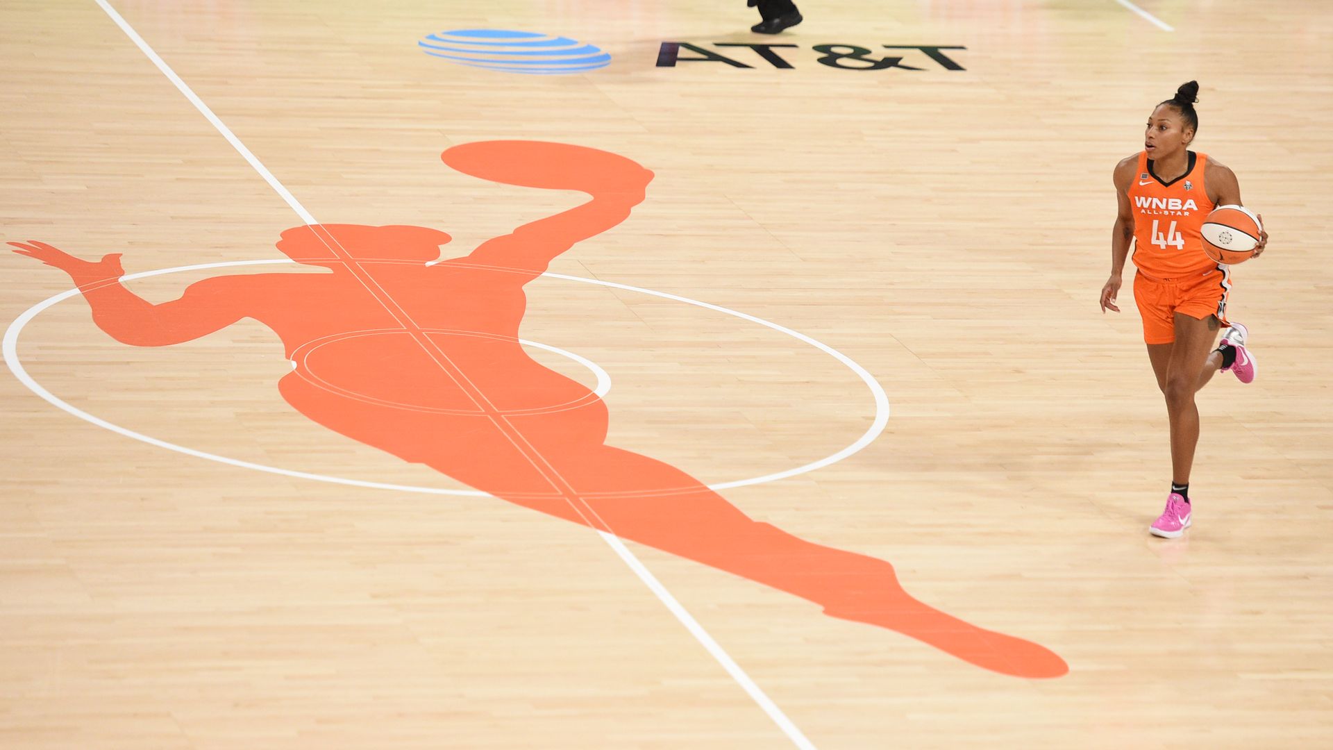 WNBA logo at midcourt