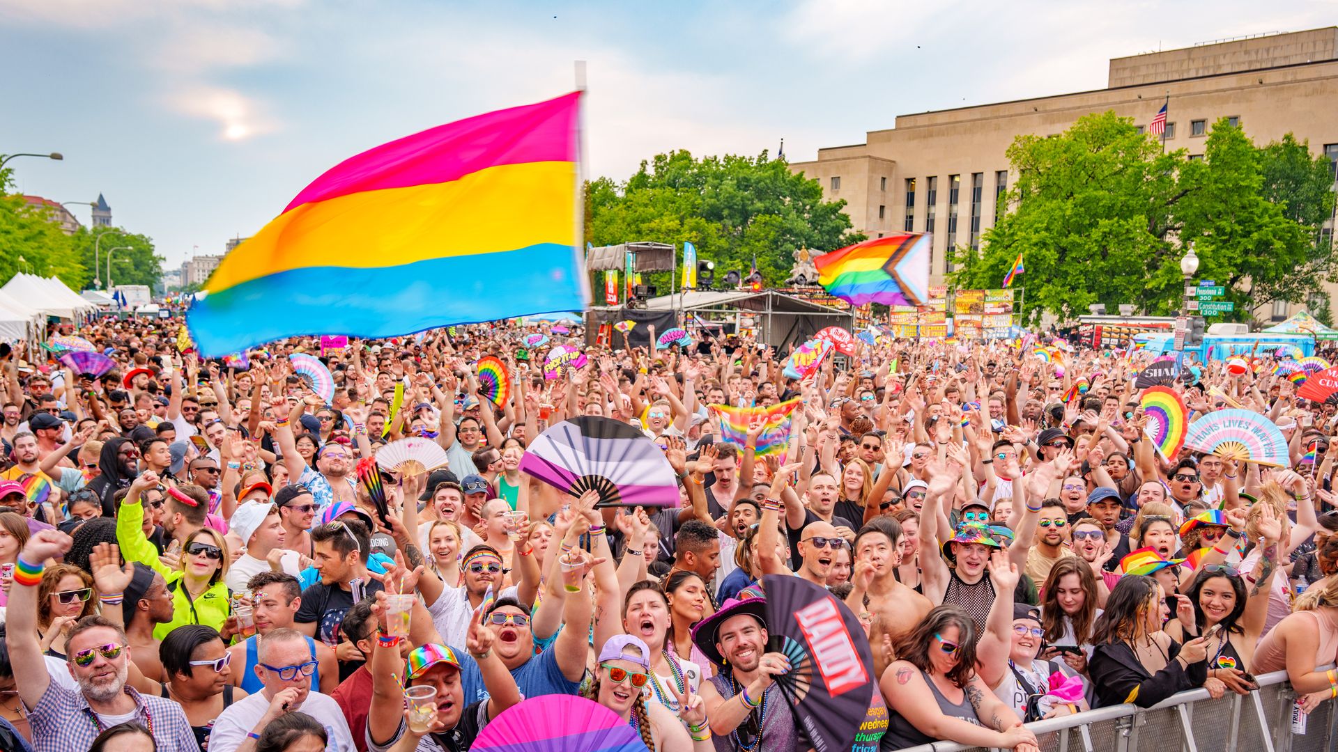 A big crowd in Downtown DC for the Capital Pride Festival 