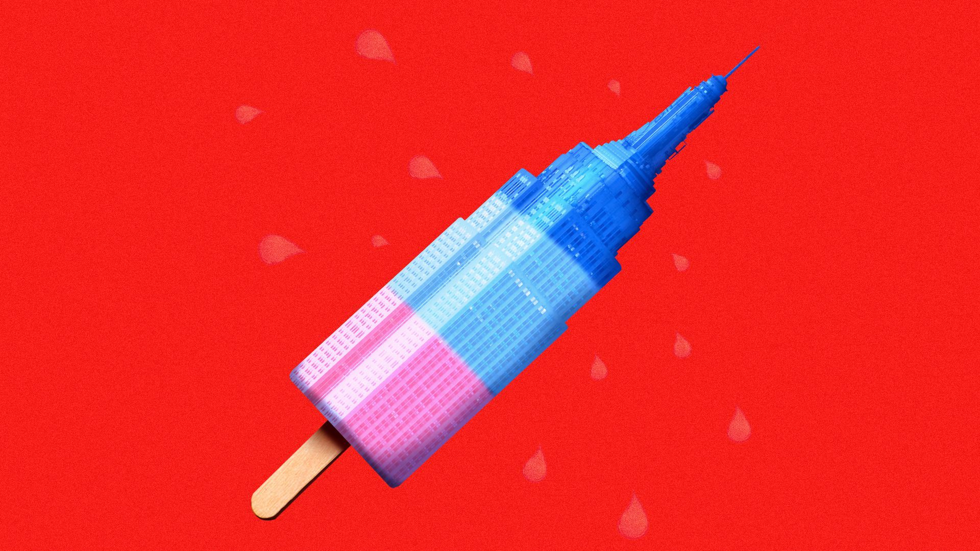Illustration of a building in the shape of a sweating popsicle