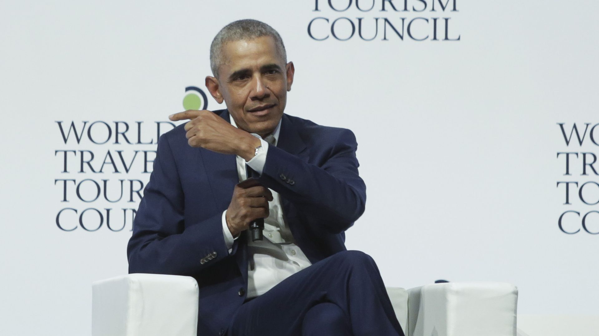 Former President of the United States Barack Obama participates in the ‘World Travel And Tourism Council’ summit on April 03, 2019 in Sevilla, Spain.