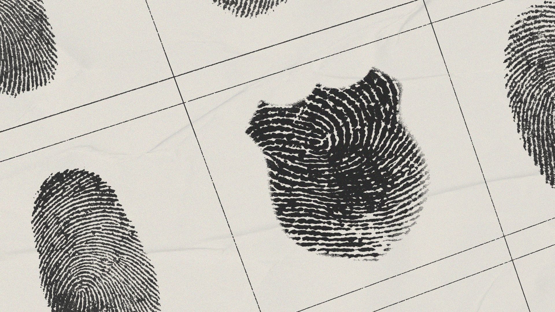 Illustration of a finger print in the shape of a police badge. 