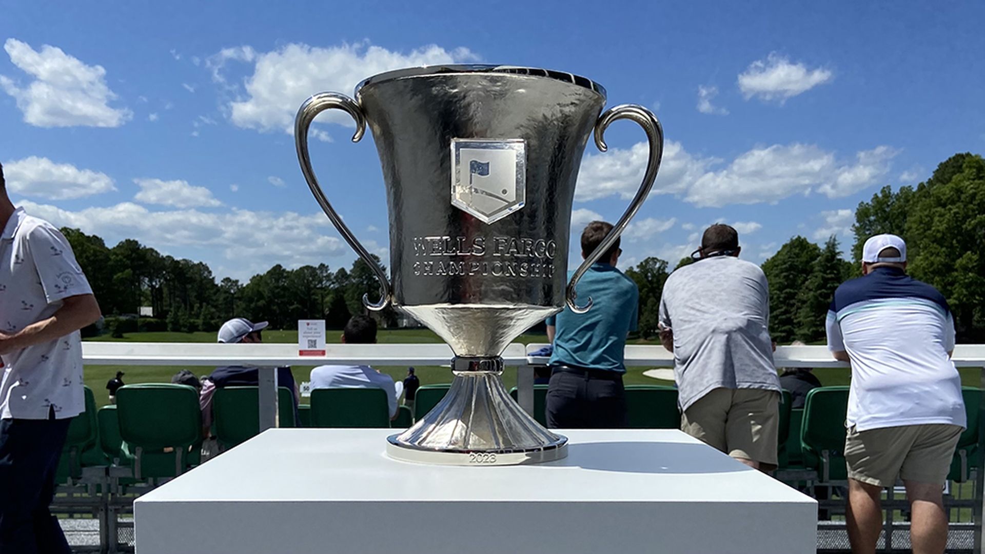 The Wells Fargo Championship trophy at Quail Hollow Club.