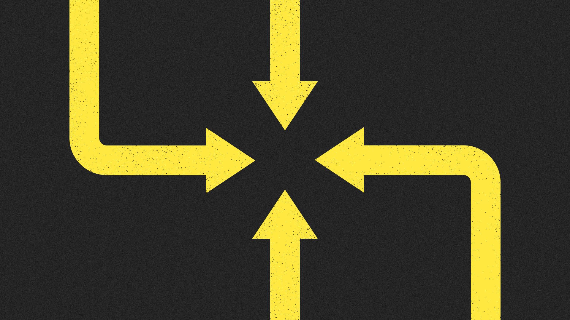 Illustration of four arrows converging in the middle.