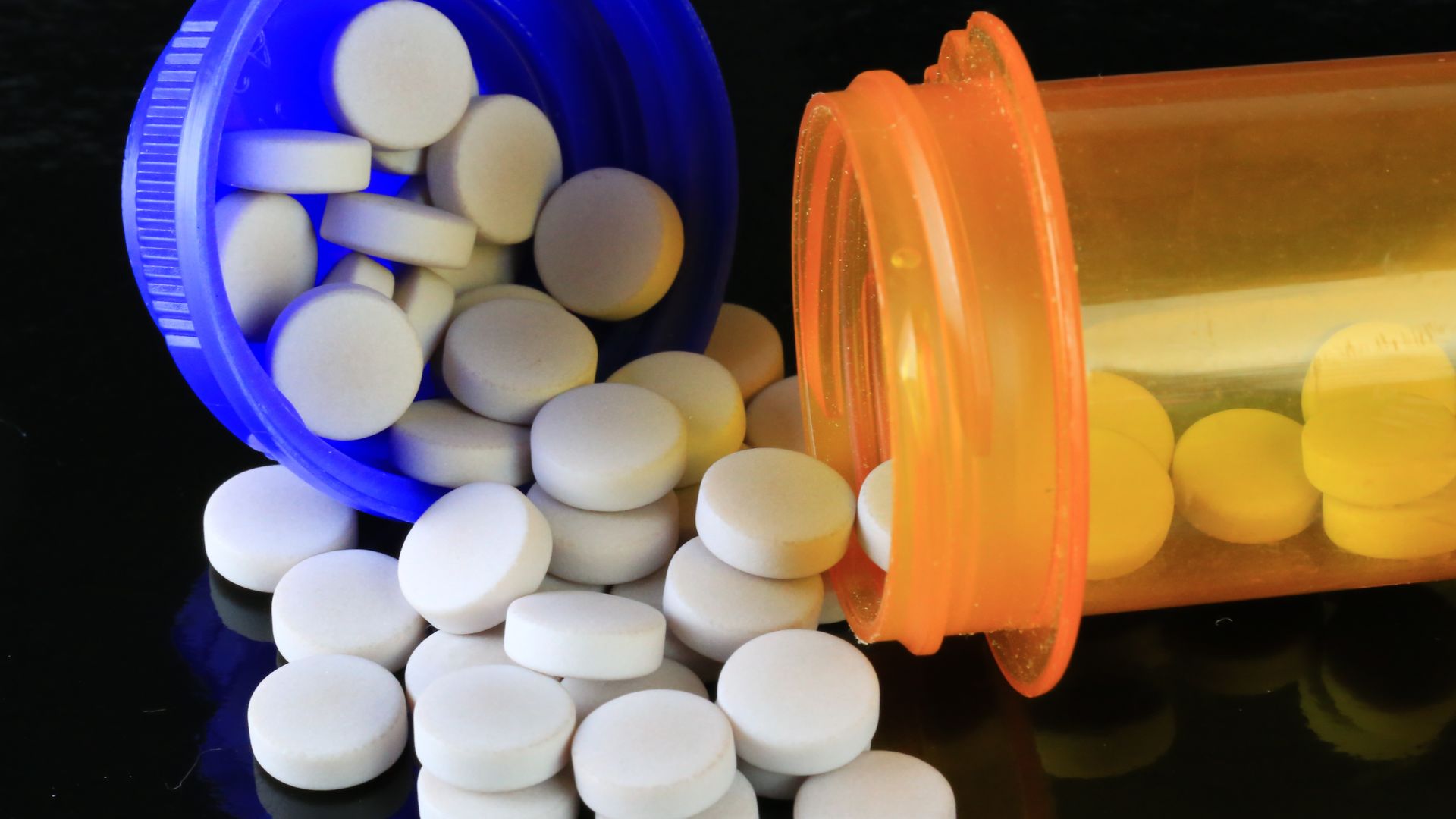 Pills and a pill container