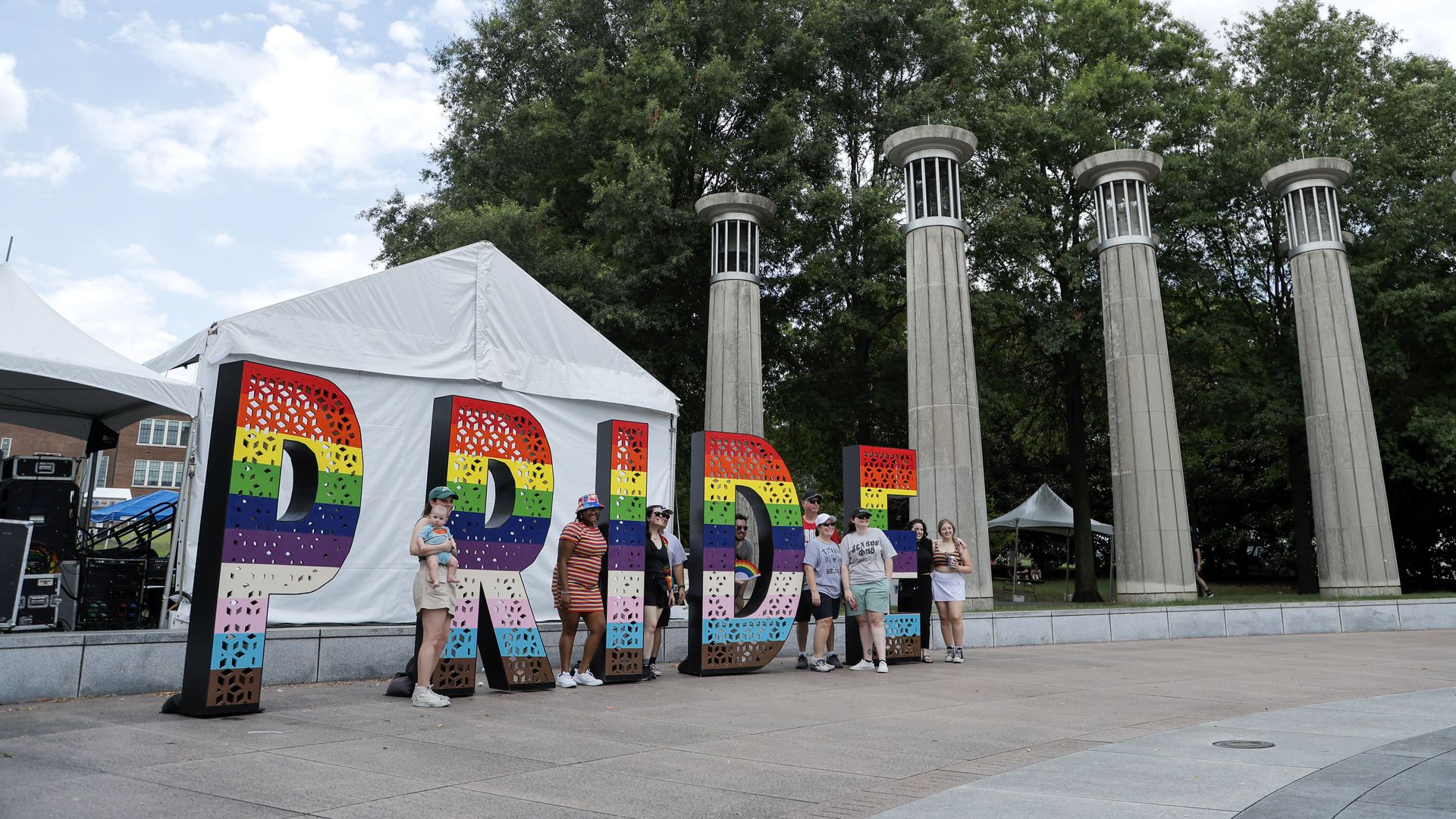 A rainbow Pride sign at Nashville's Pride Festival