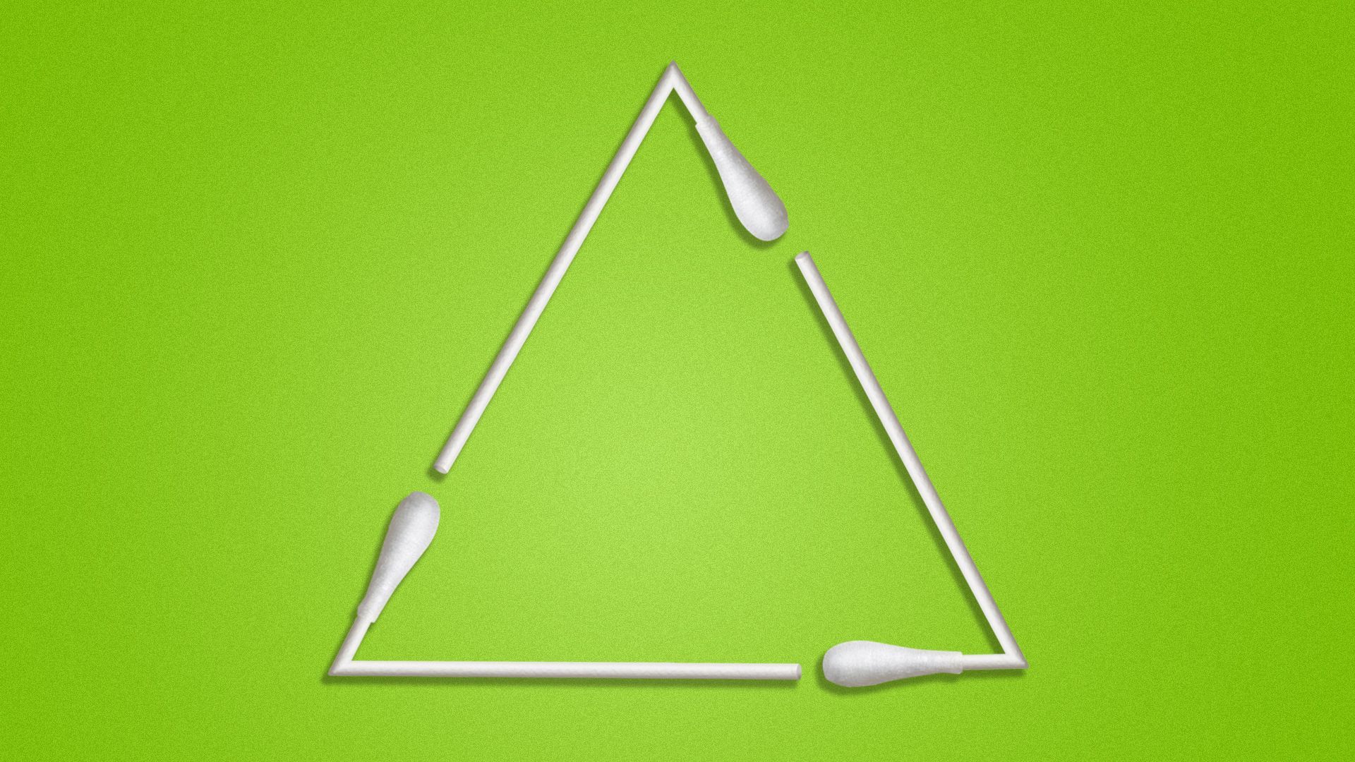 Illustration of cotton swabs folded to form a recycling symbol.   