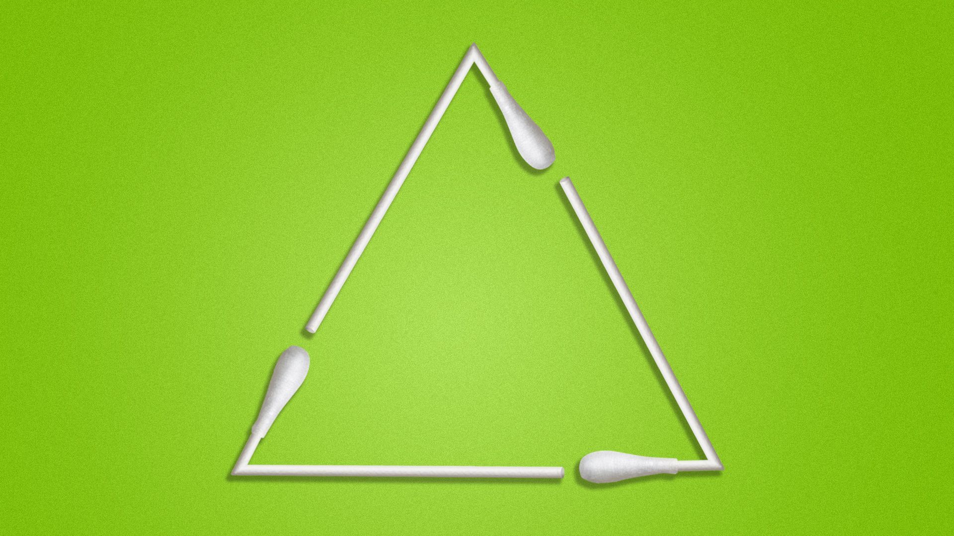 Illustration of cotton swabs folded to form a recycling symbol.