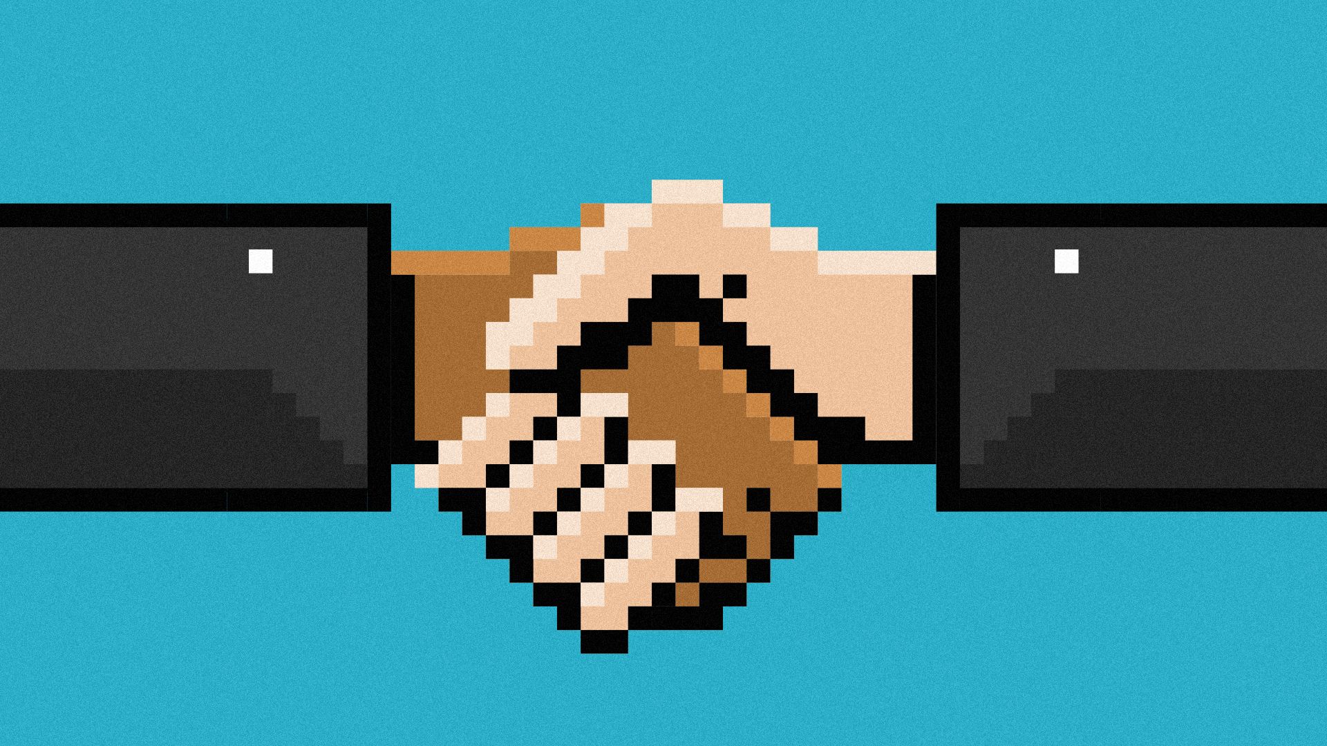 Illustration of a pixel-style handshake.