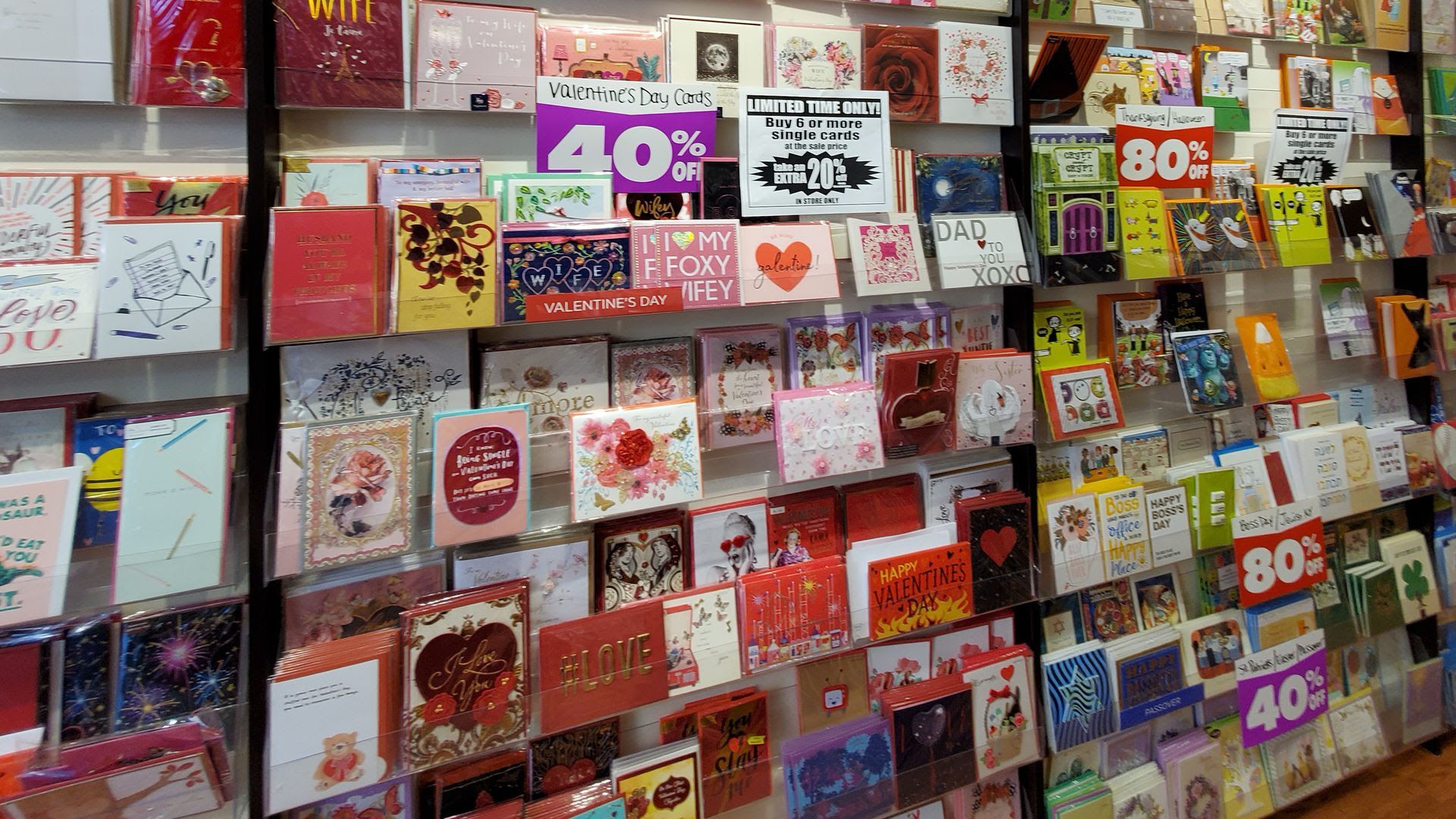 Rack of paper greeting cards