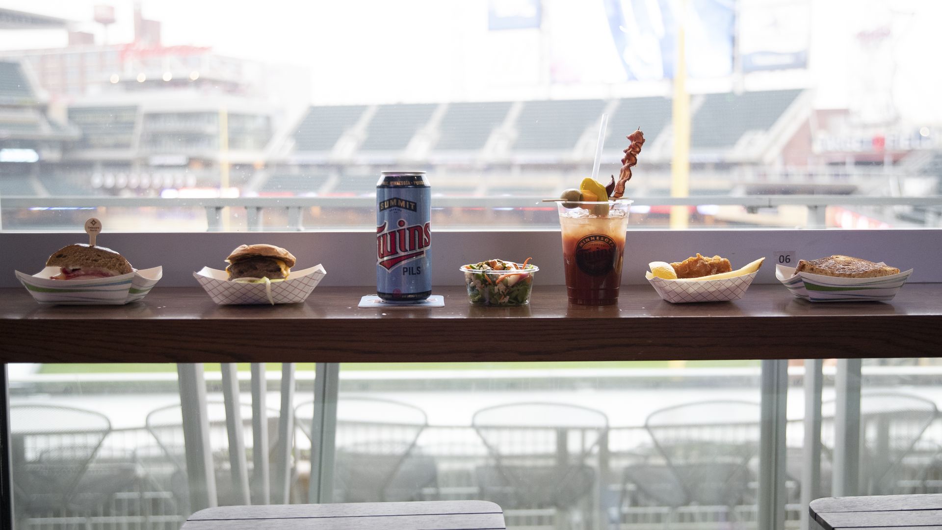 Food on a bar at Target FIeld