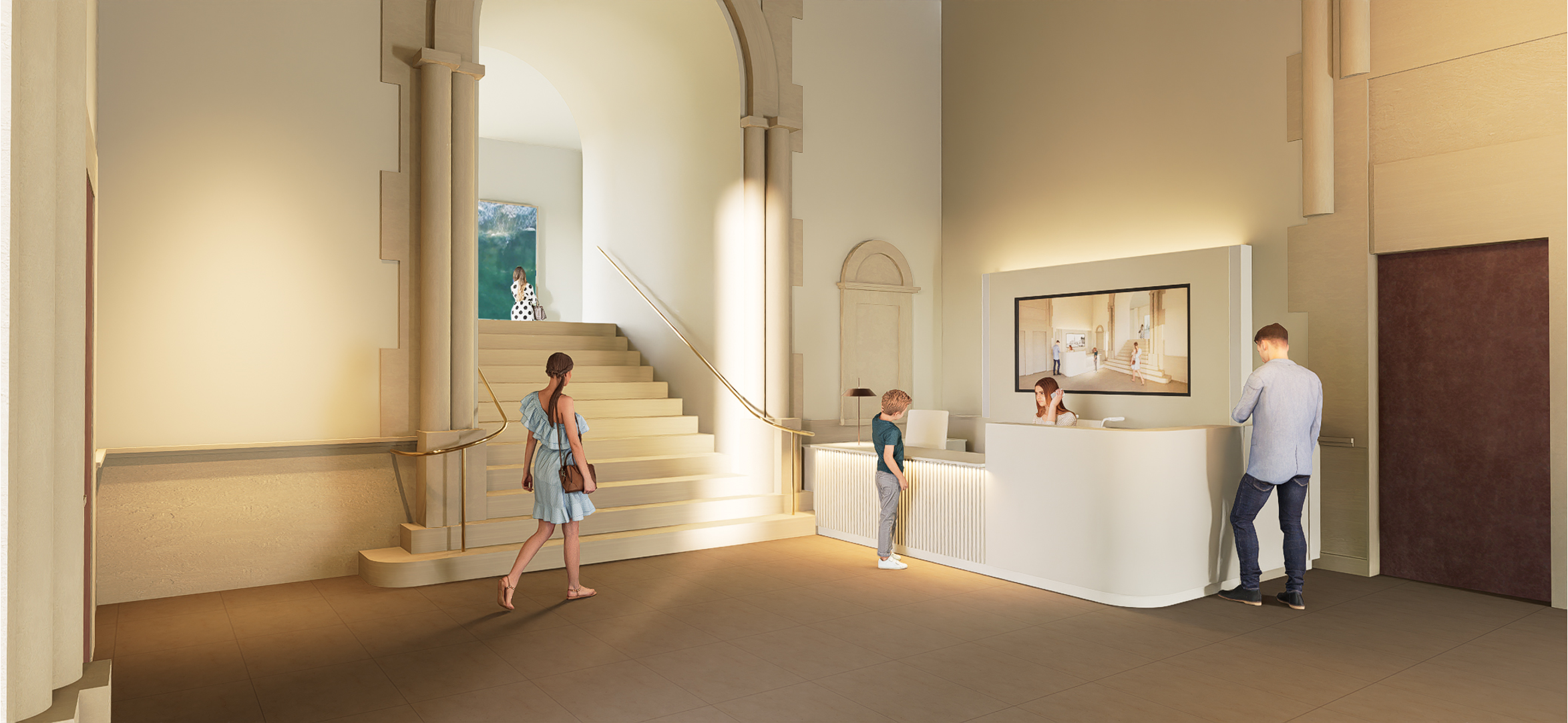A rendering of the lobby at the Freedom Tower 