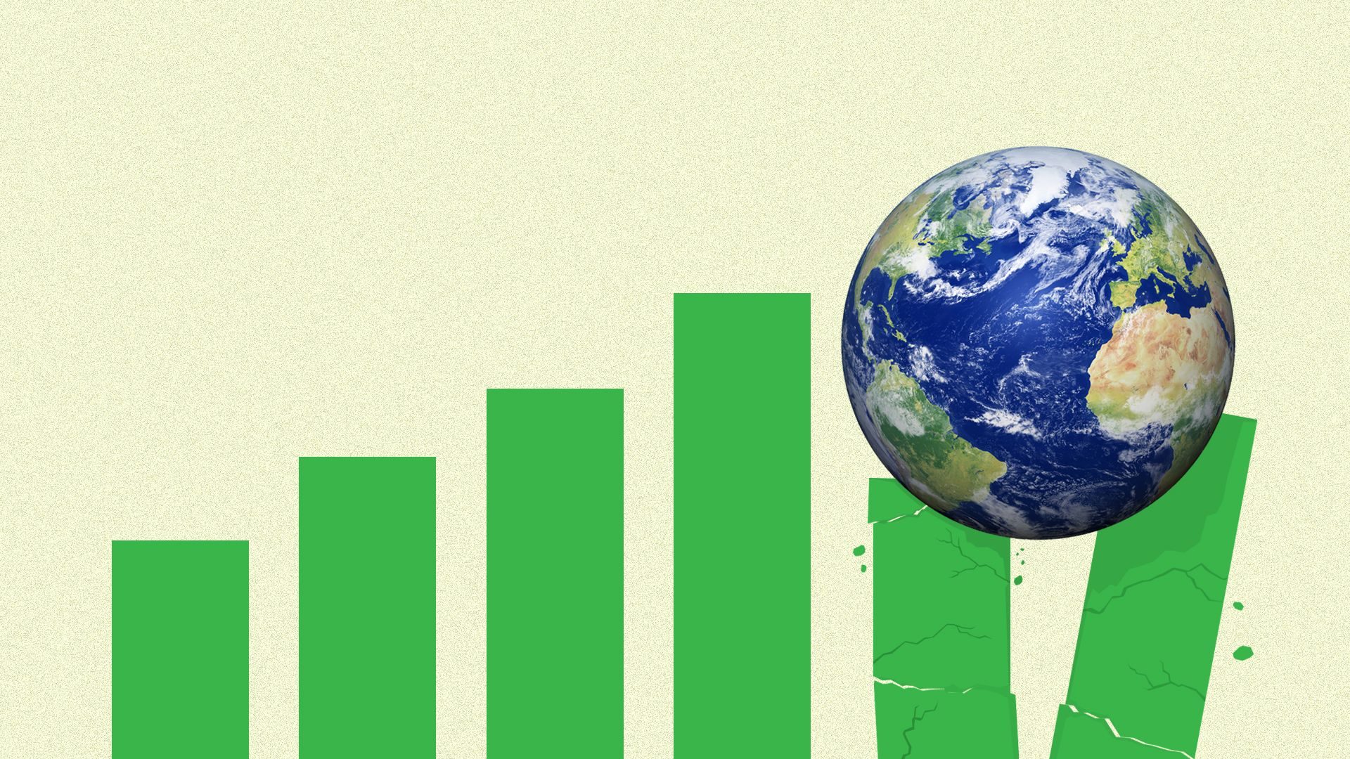 Illustration of globe crushing bars in a bar graph