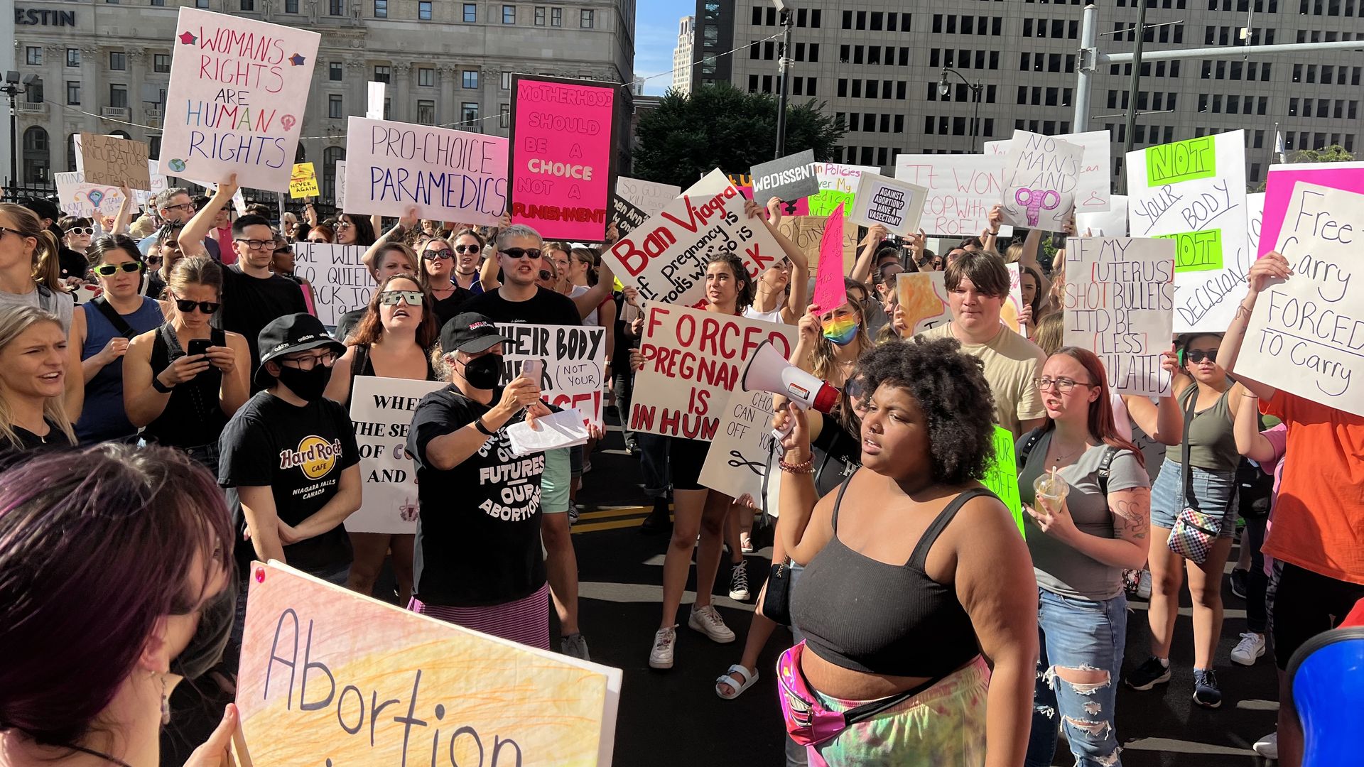 Abortion rights protestors in Detroit