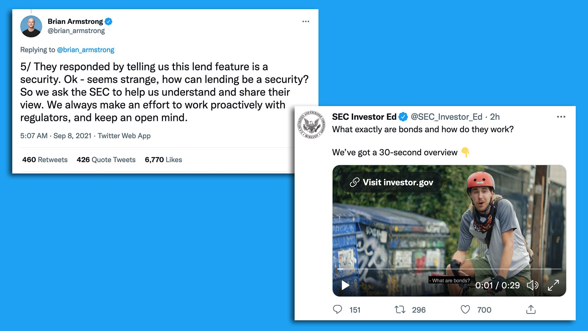 A pair of tweets