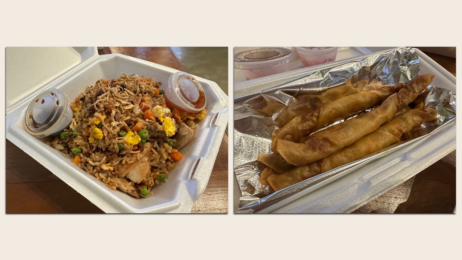 photos of chicken fried rice and lumpia