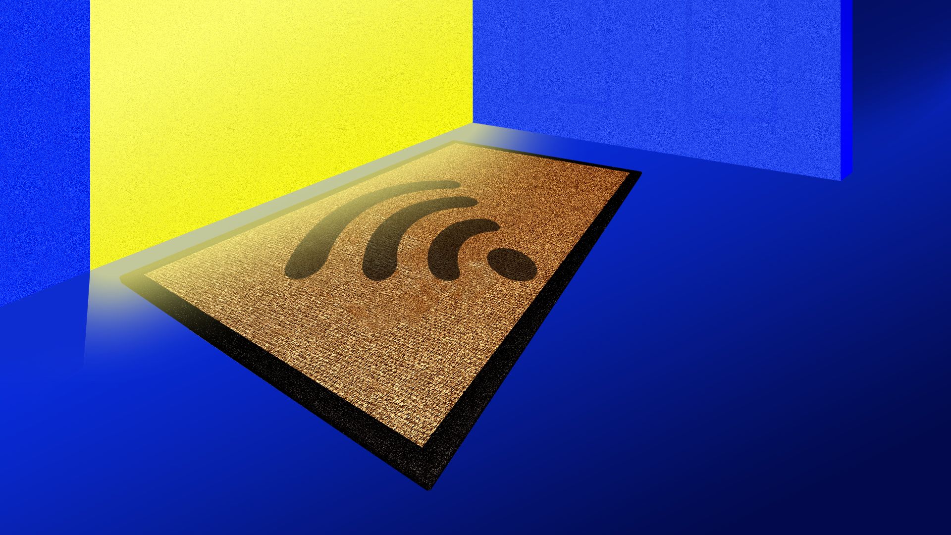 A doormat with a wifi symbol
