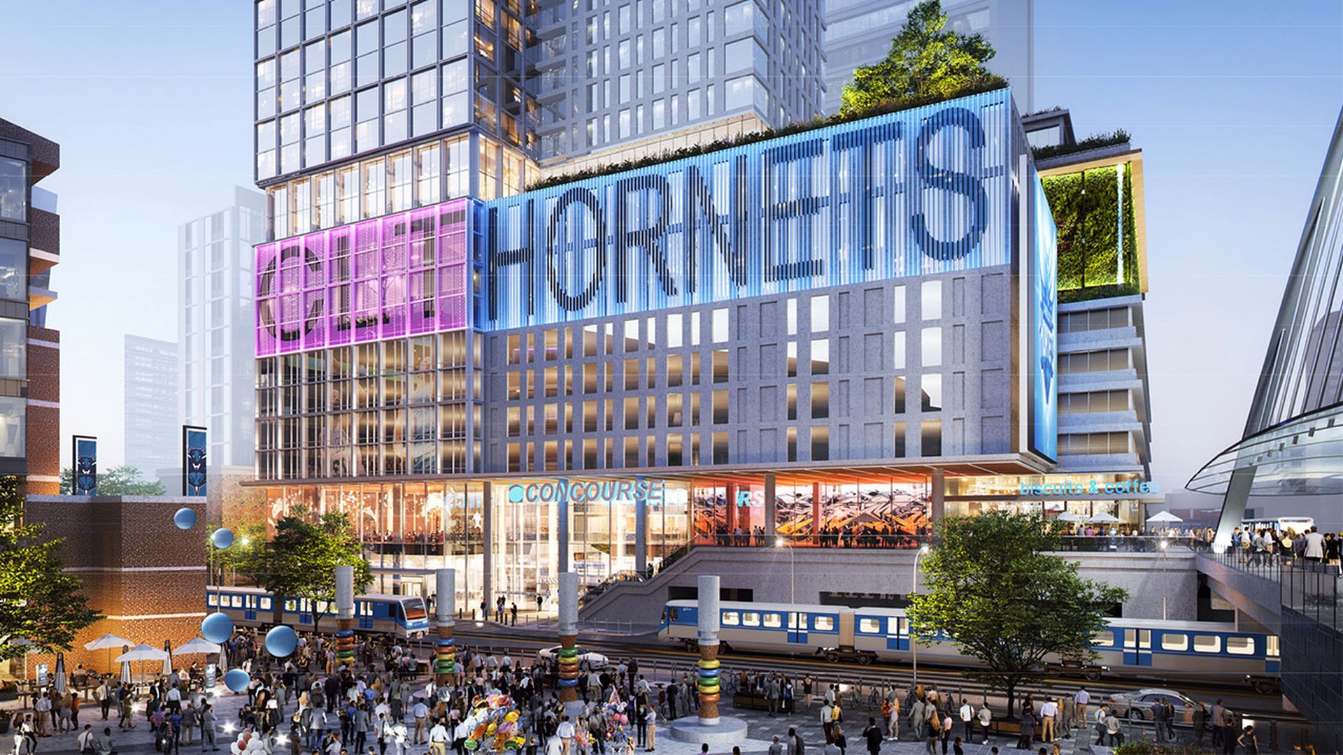 Building with CLT Hornets on the side