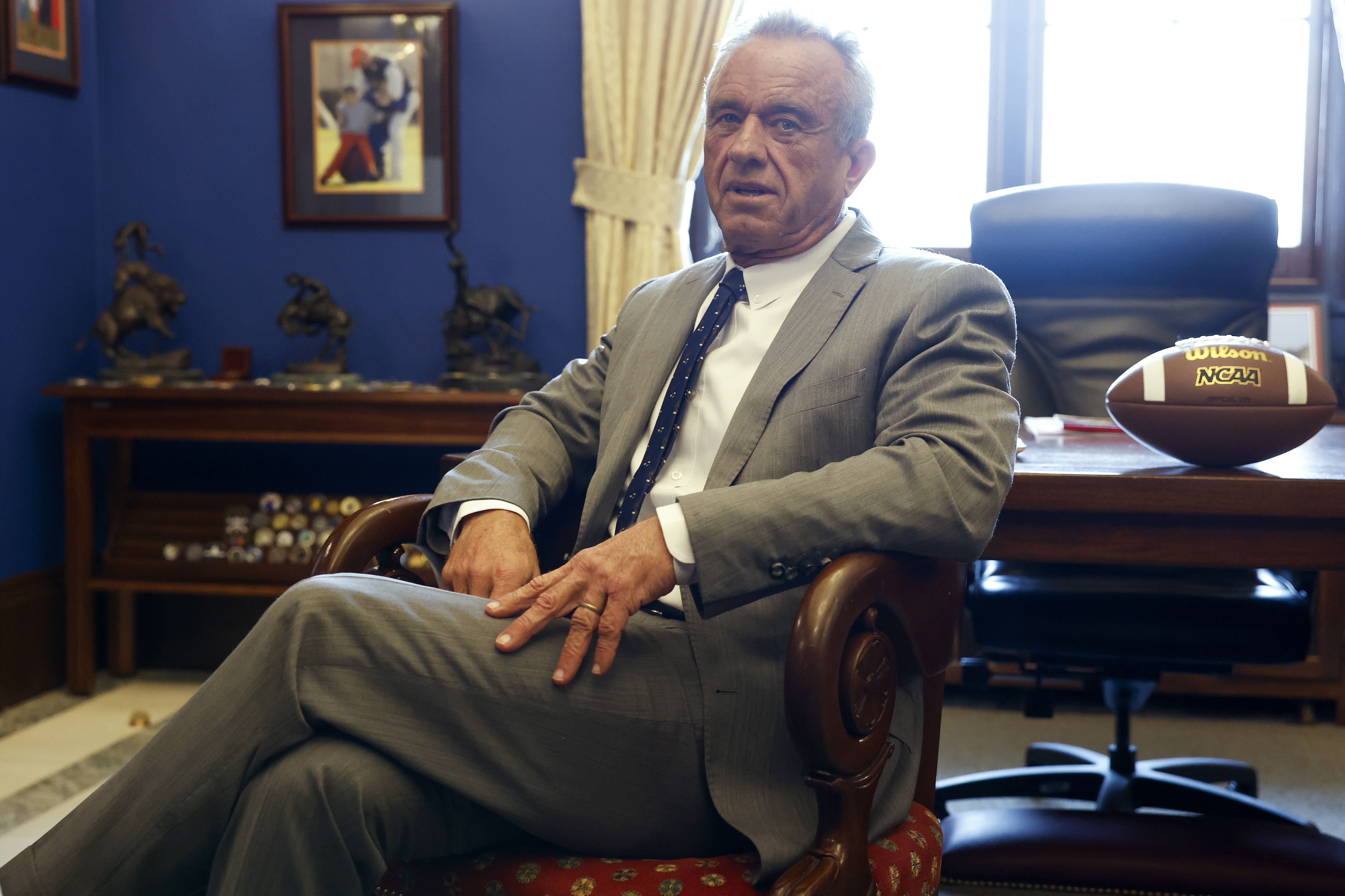 WASHINGTON, DC - DECEMBER 17: Robert F. Kennedy Jr., President-elect Donald Trump's nominee to be Secretary of Health and Human Services, meets with Sen. Tommy Tuberville (R-AL) office in the Senate Office Building on December 17, 2024 in Washington, DC. Trump's nominees for his incoming administrat