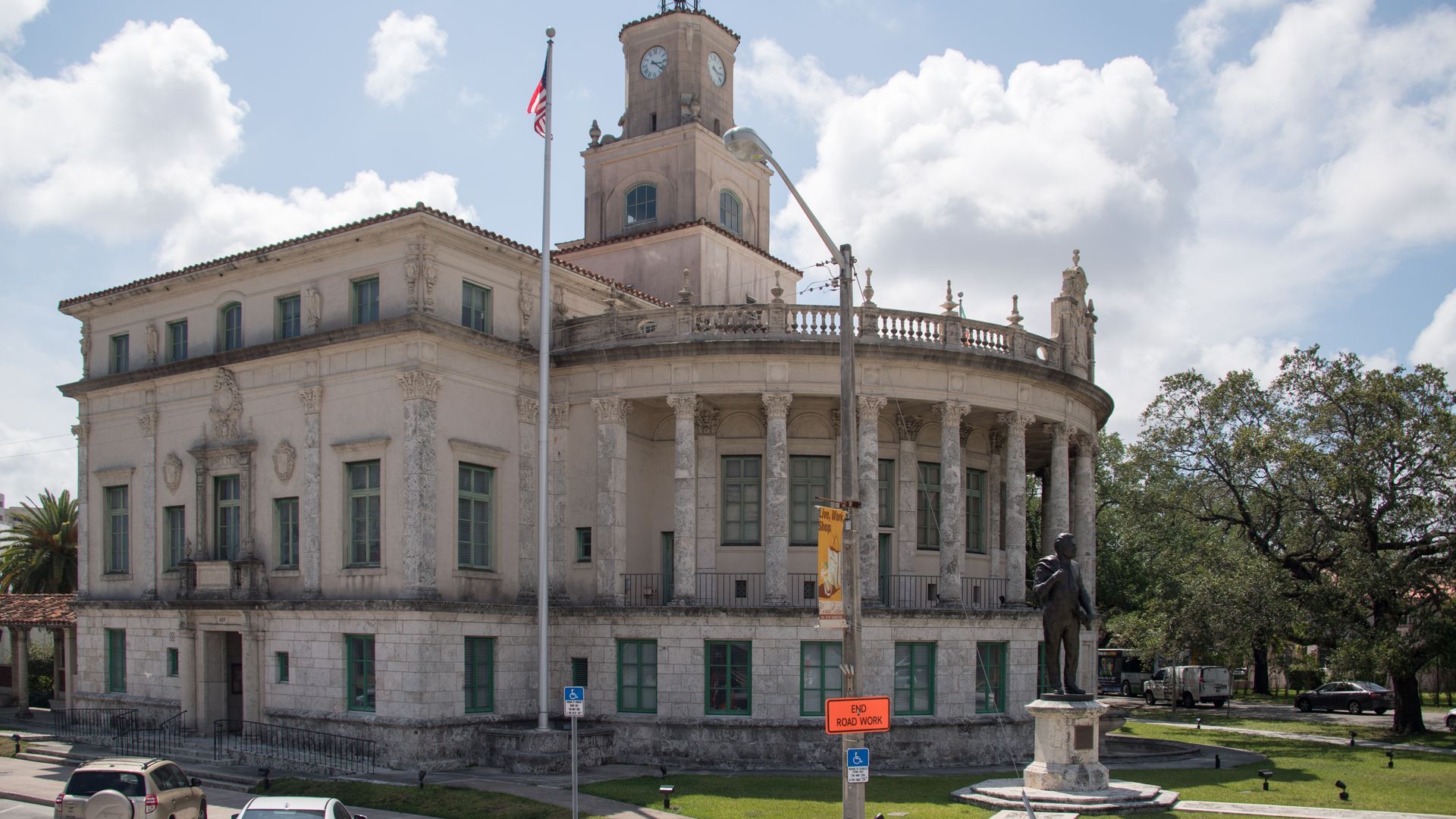 The exterior of Coral Gables City Hall building. 