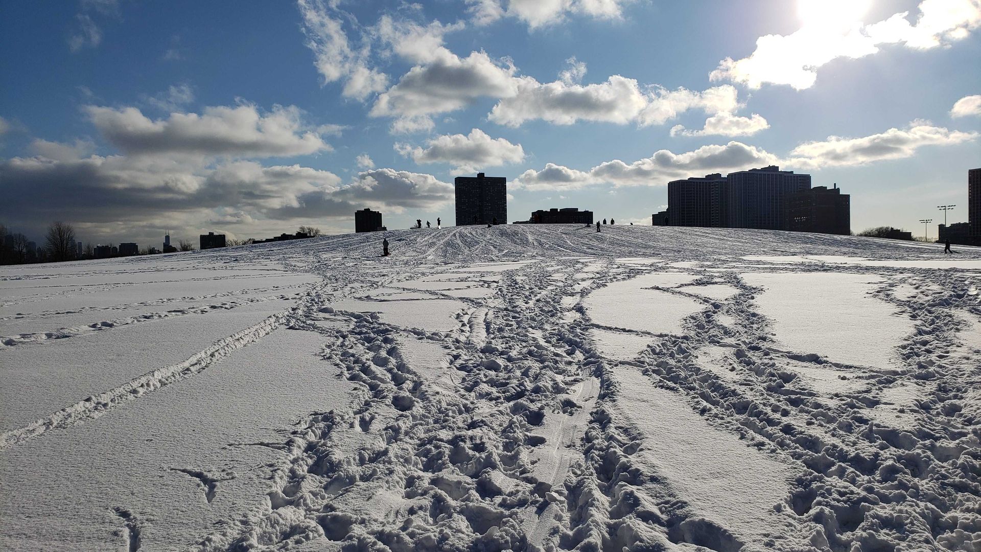 Photo of a hill of snow. 