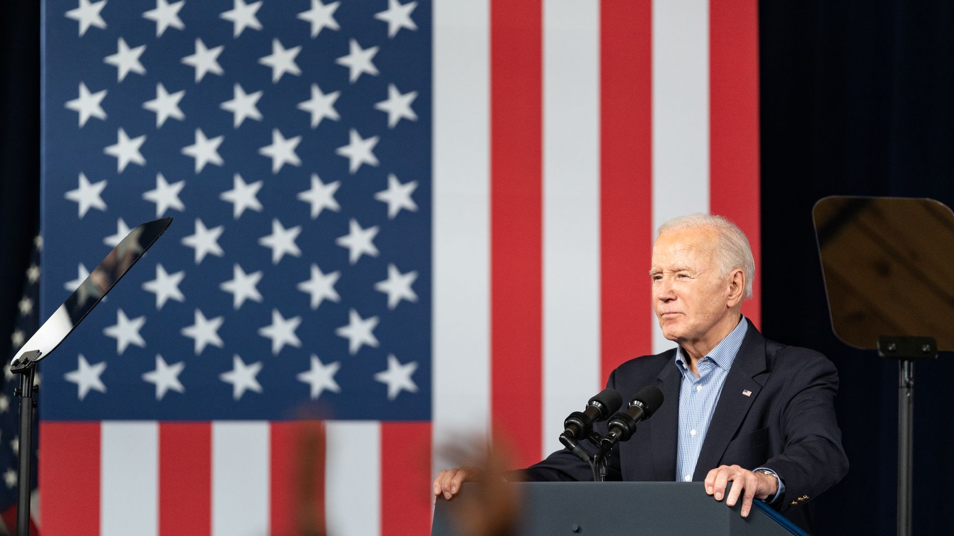 President Biden in front of an American flag