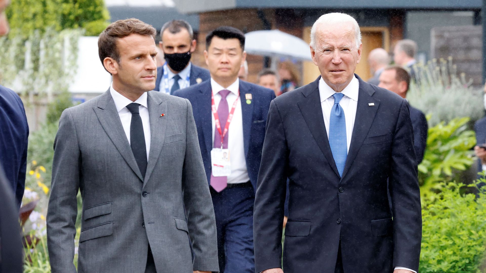 Emmanuel Macron and Joe Biden
