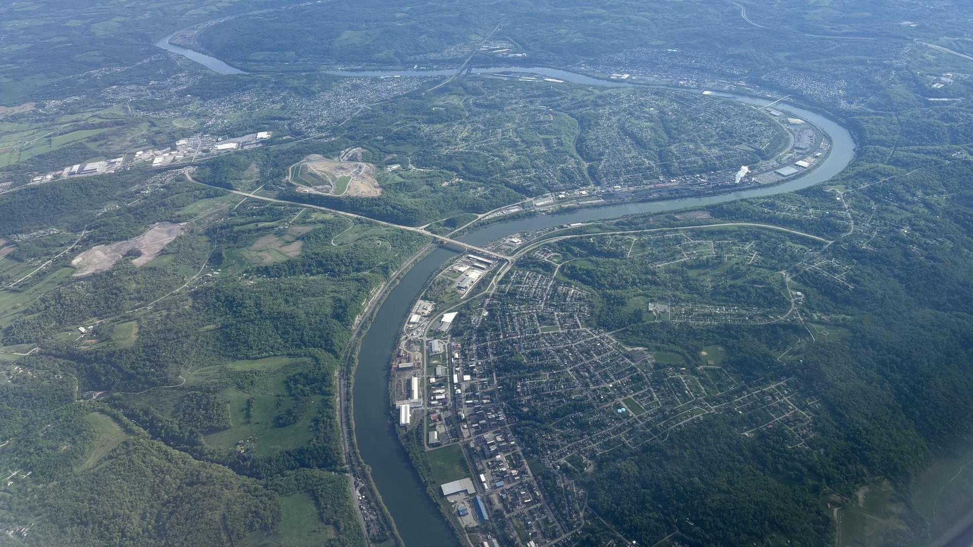 Photo from an airplane over the Monongahela River Valley near Pittsburgh, Pa.
