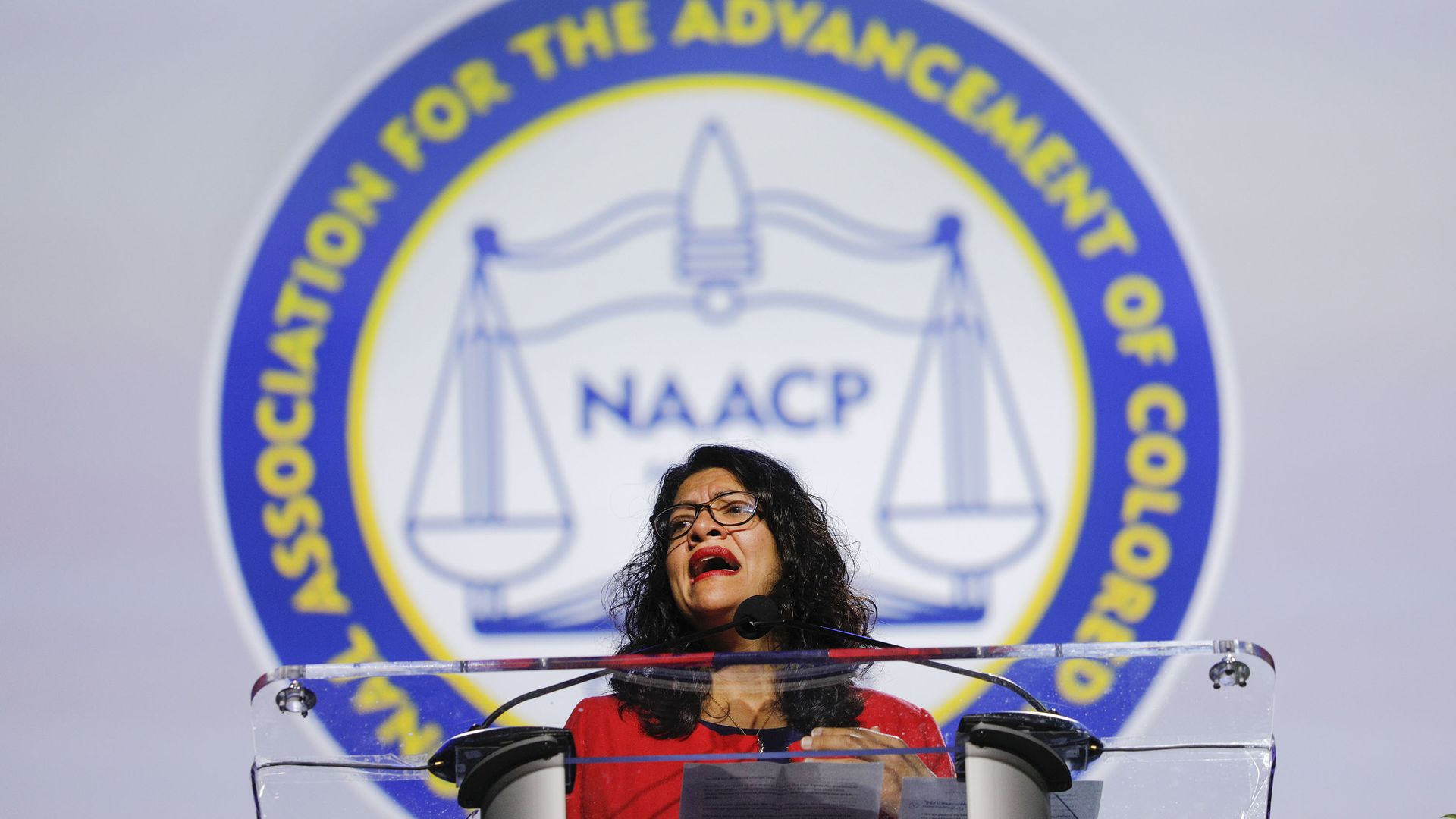 Rep. Rashida Tlaib speaking at the annual NAACP convention calling for the impeachment of President Trump