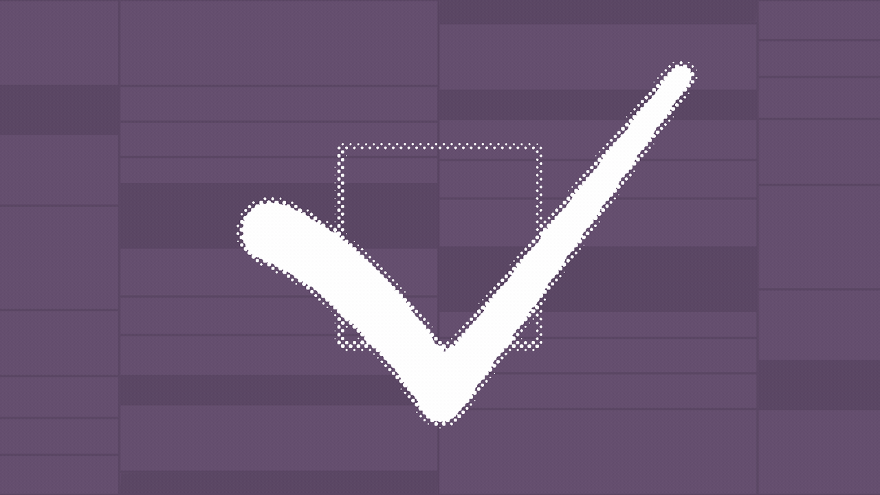 Animated illustration of a checkmark rotating to reveal a question mark.