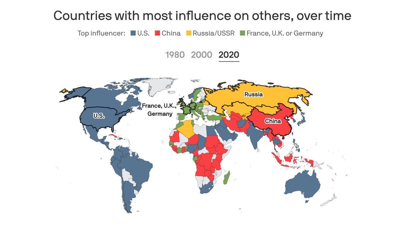 Mapped: The countries where China's influence surpassed the U.S.