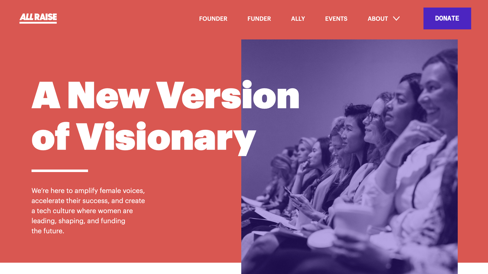 A screenshot of All Raise's homepage.