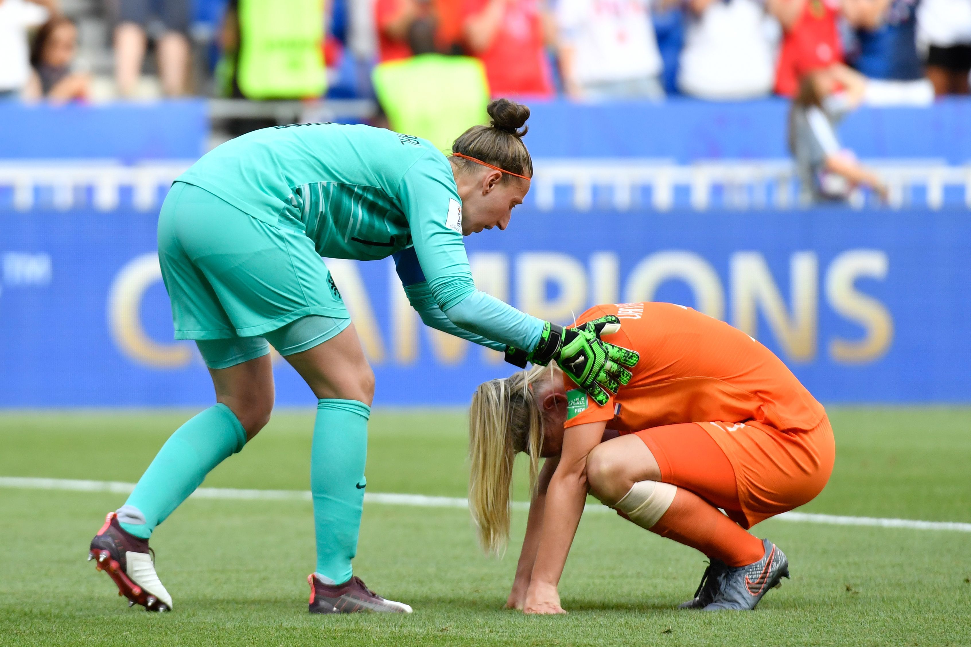  Netherlands players react after the final whistle during the France 2019 Womens World Cup.