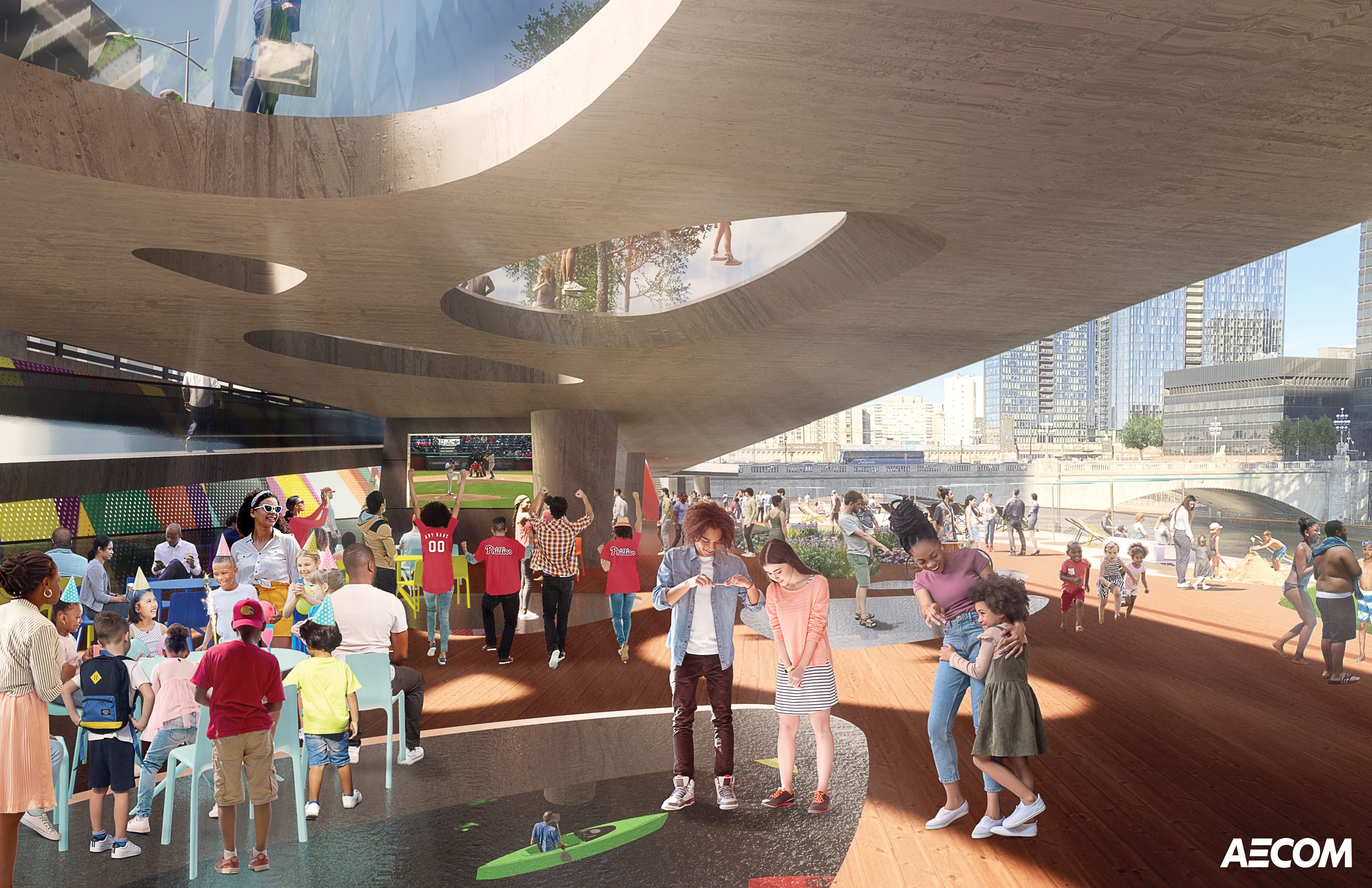 A rendering of the West Philadelphia Waterfront project